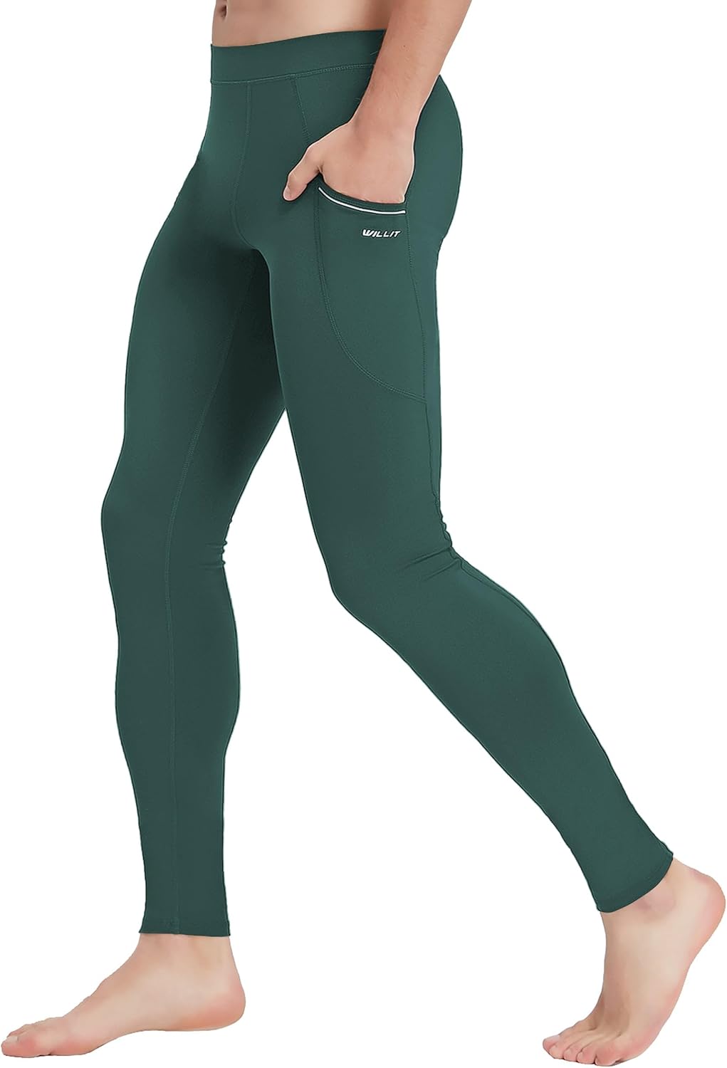 Willit Men's Active Yoga Leggings Pants Running Dance Tights with Pockets Cyclin...
