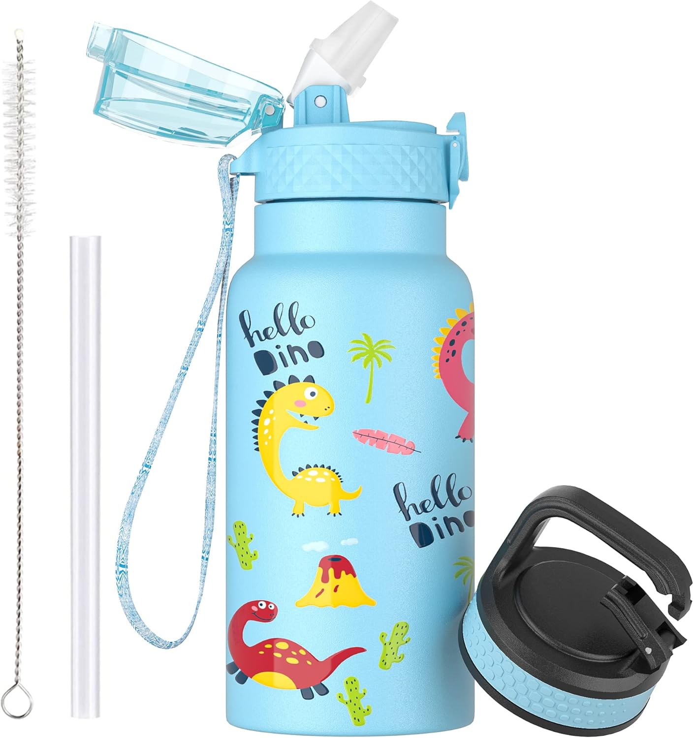 OLDLEY 500ml/17oz Kids Stainless Steel Insulated Water Bottle with Straw Double...