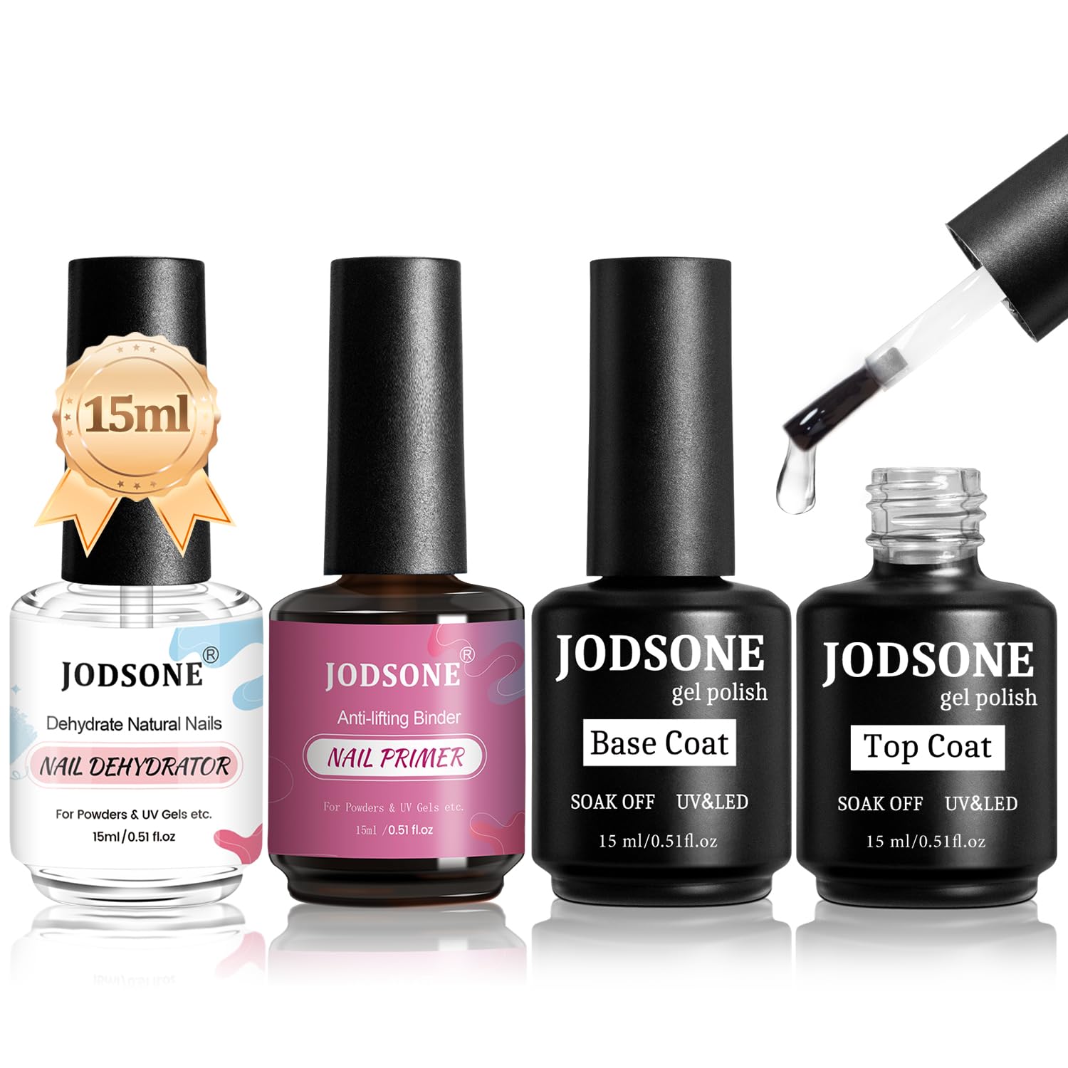 JODSONE 15ML Nail Primer Base Coat Top Coat Glossy Quick Drying Durable DIY Nail...