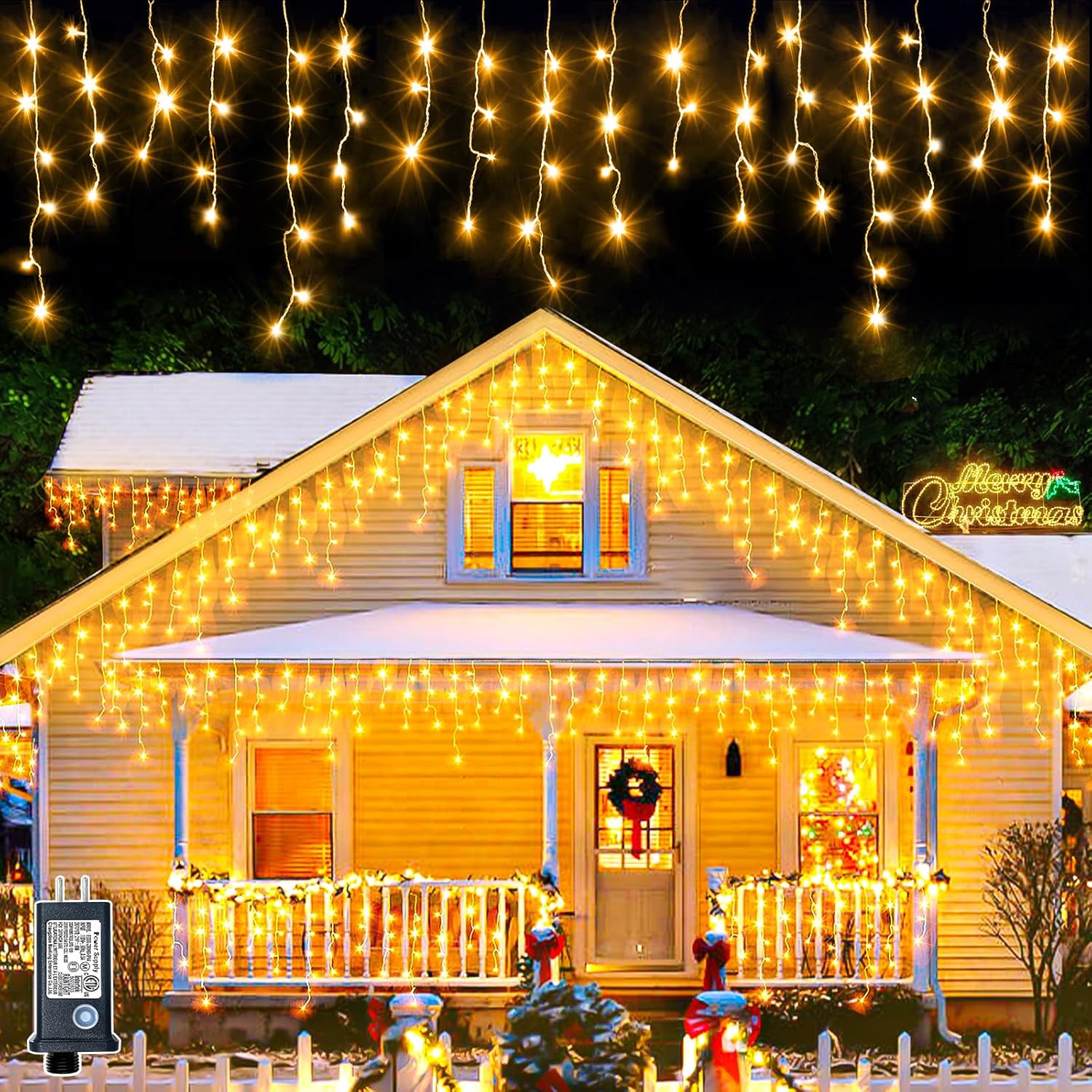 66ft 640 LED Icicle Christmas Lights Outdoor - 8 Modes Icicle Lights with 120 Dr...