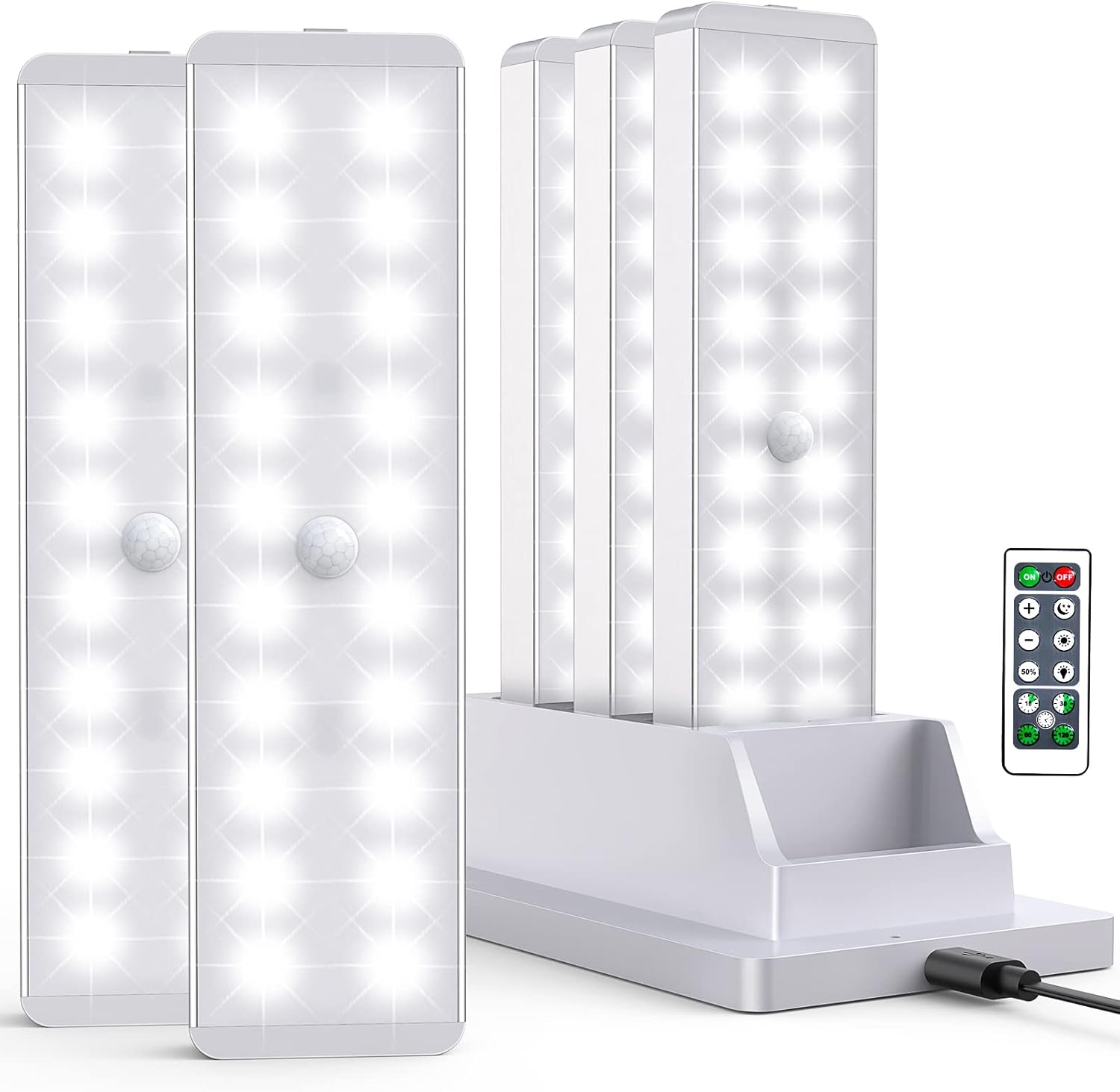 LED Closet Light with Charging Station, 20LEDs Dimmer Rechargeable Motion Sensor...