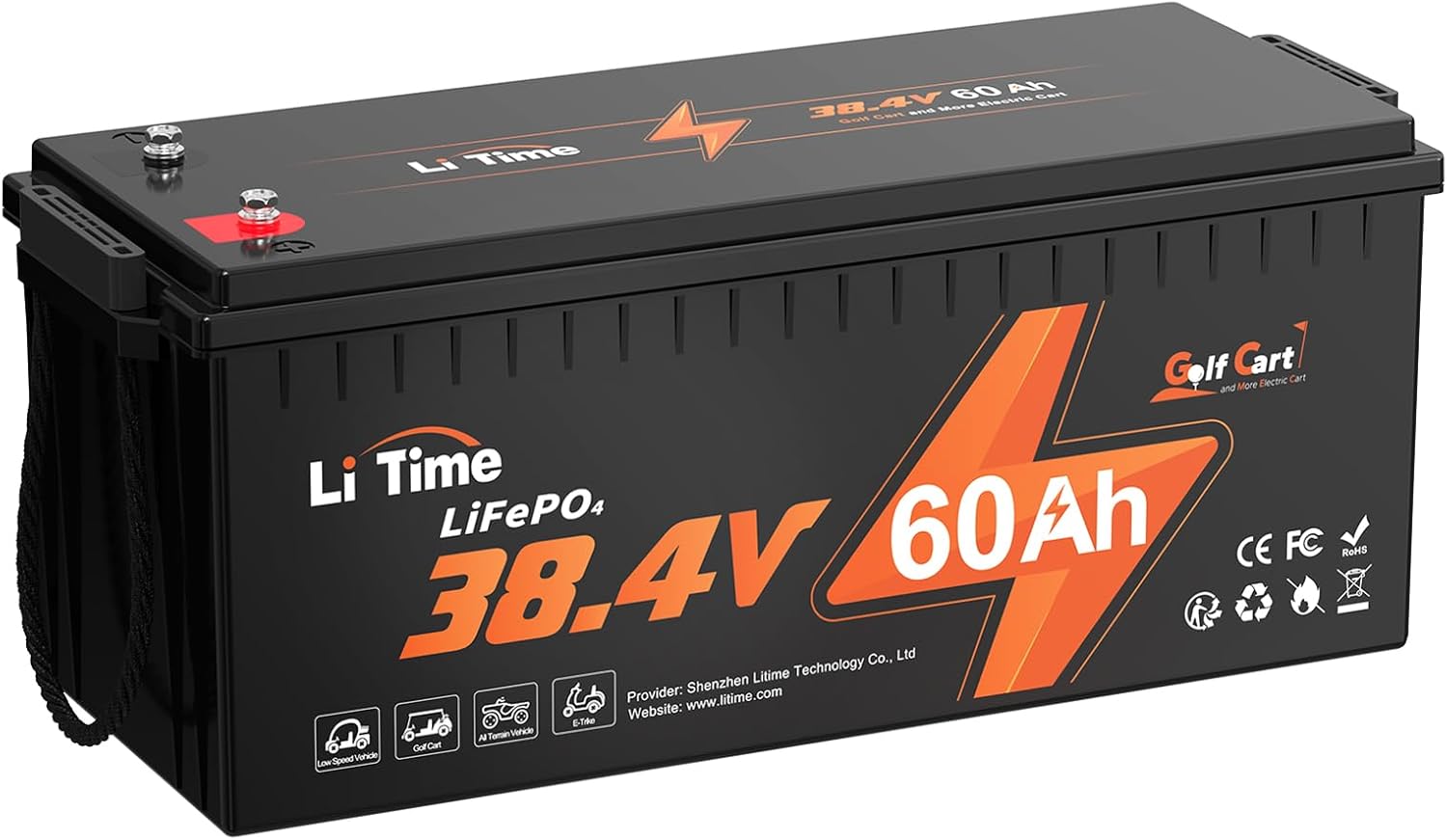 LiTime 38.4V(36V) 60Ah Lithium Golf Cart Battery, Built-in 120A BMS, 15000 Cycle...