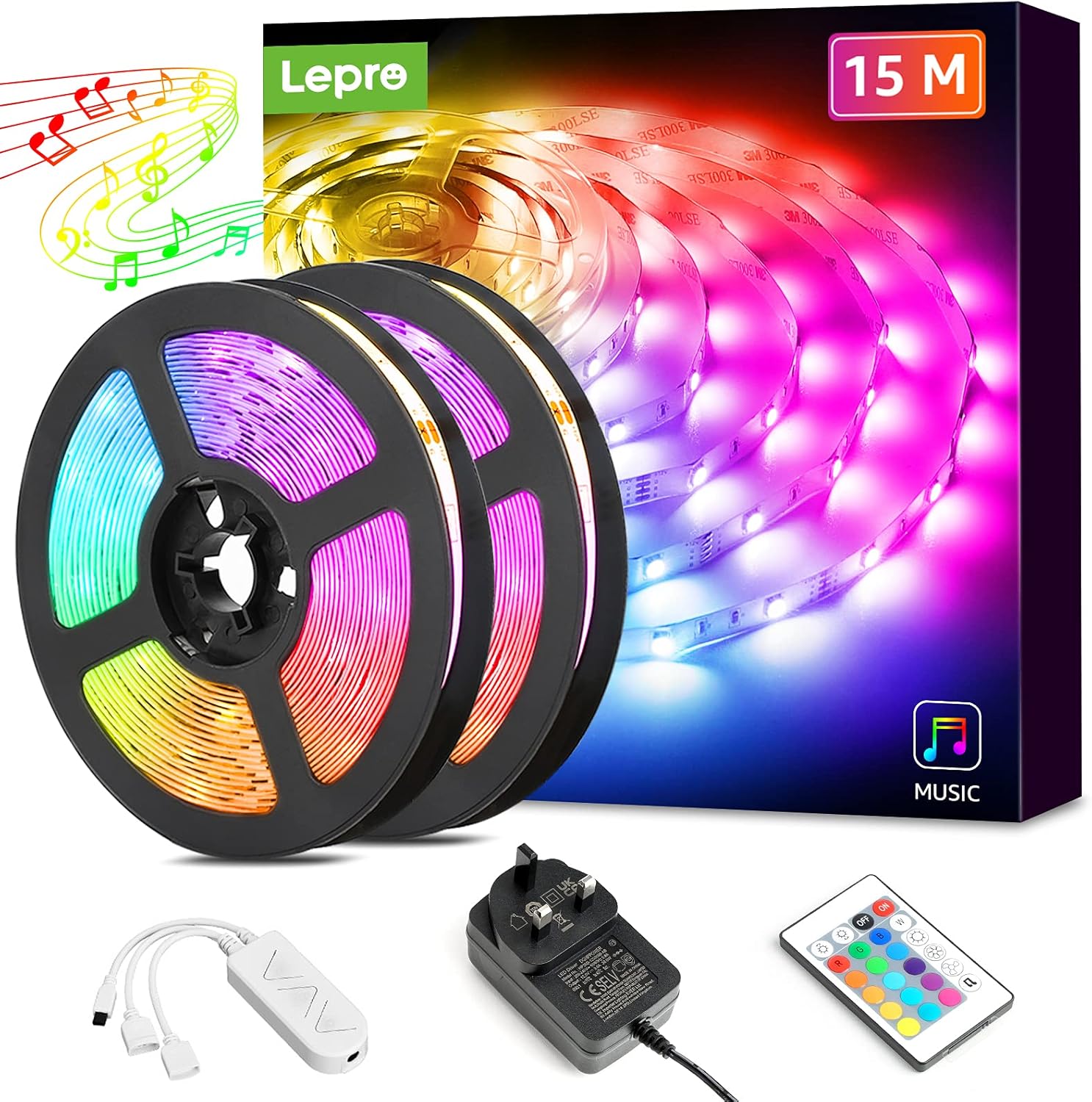 Lepro LED Strip Lights, Special Music Sync LED Strip for 15M (2x7.5M), Innovativ...