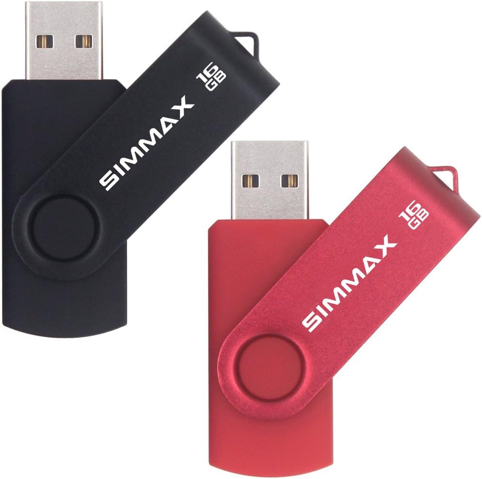 SIMMAX USB Flash Drives, Special 2 Pack 16GB Memory Stick, Innovative Swivel Des...