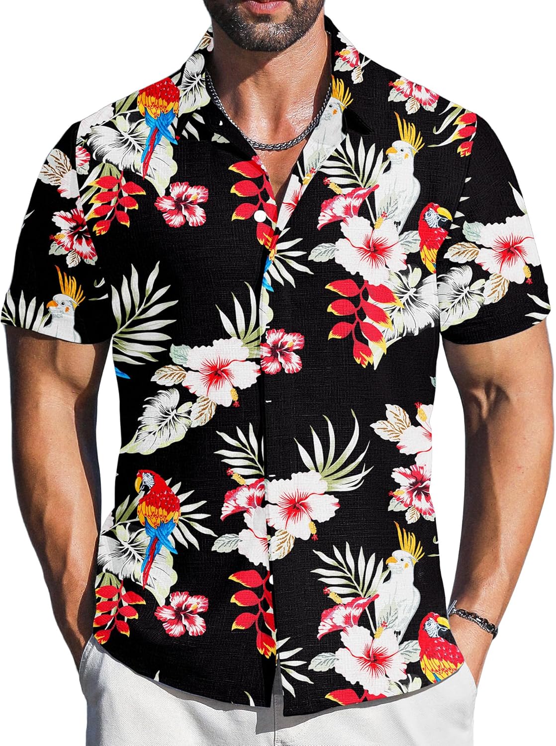 LETSEE Men's Linen Shirts Short Sleeve Casual Button Down Shirt for Men Summer B...