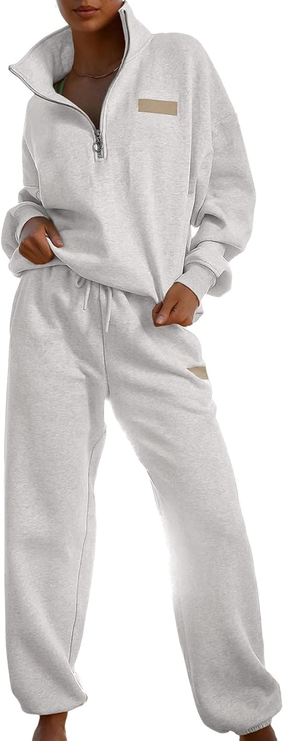 Herseas Women 2 Piece Outfits Sweatsuit Lounge Set Half Zip Pullover with Jogger...