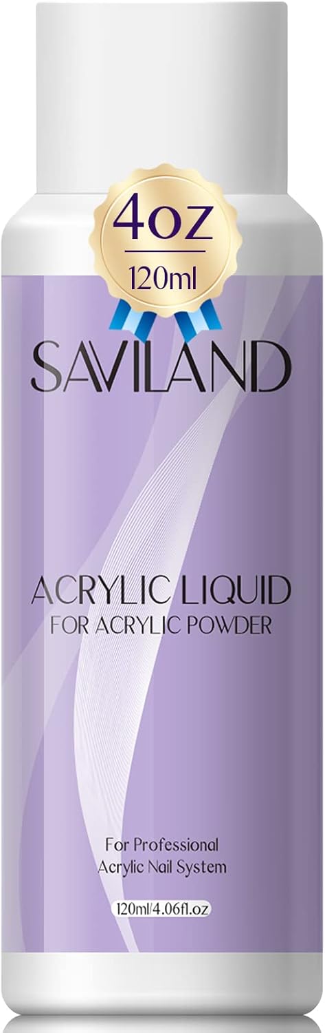 Saviland Acrylic Liquid: 120ML Liquid Monomer for Acrylic Powder System Nail Liq...