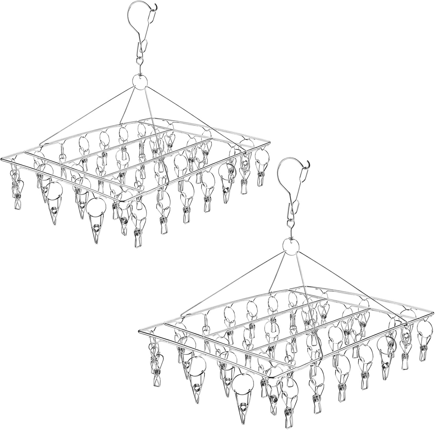 Folding Sock Dryer with 36pegs,Sinnsally 2PCS Metal Square Sock Hanger,Underwear...