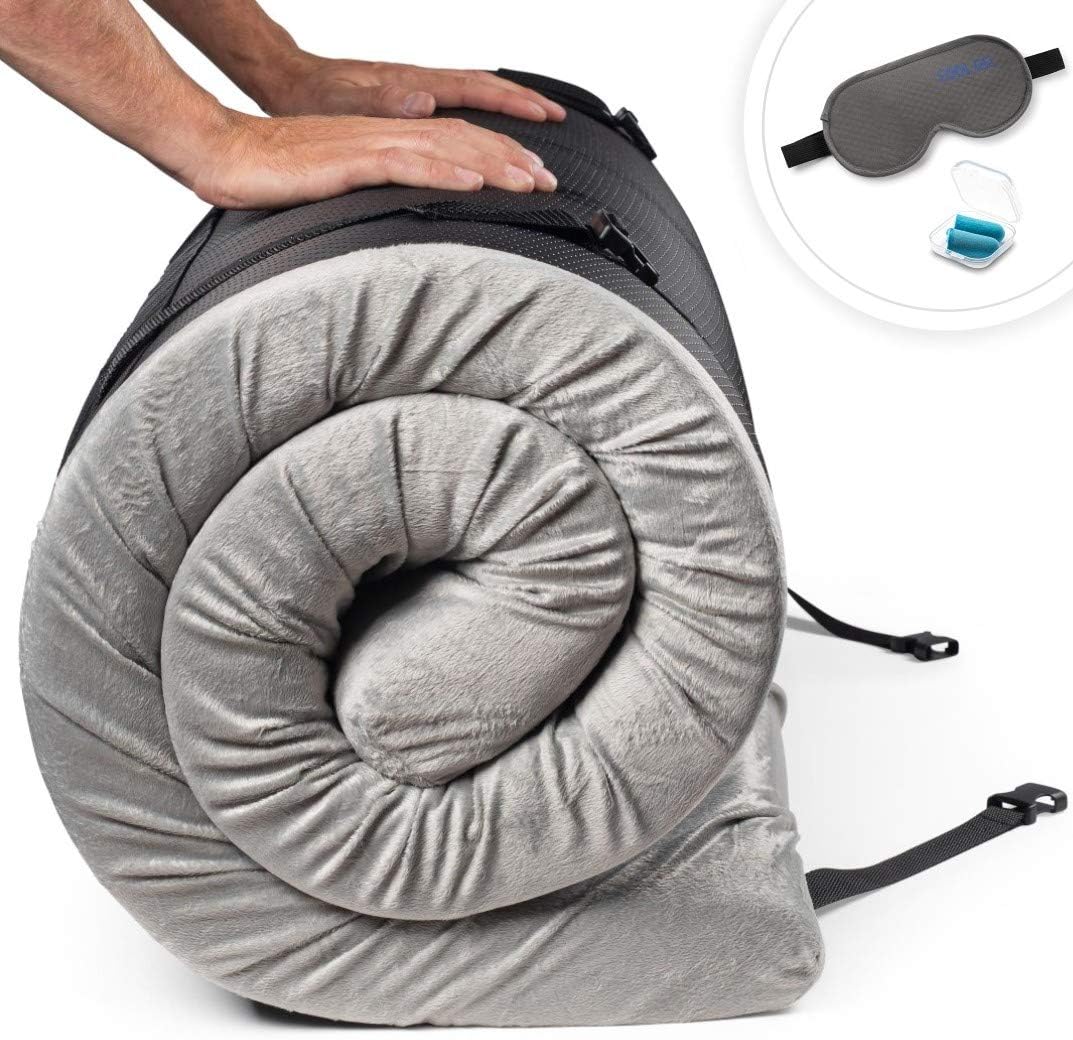 CertiPUR-US Memory Foam Camping Mattress Pad | Portable Roll Up Sleep Mat for Fl...
