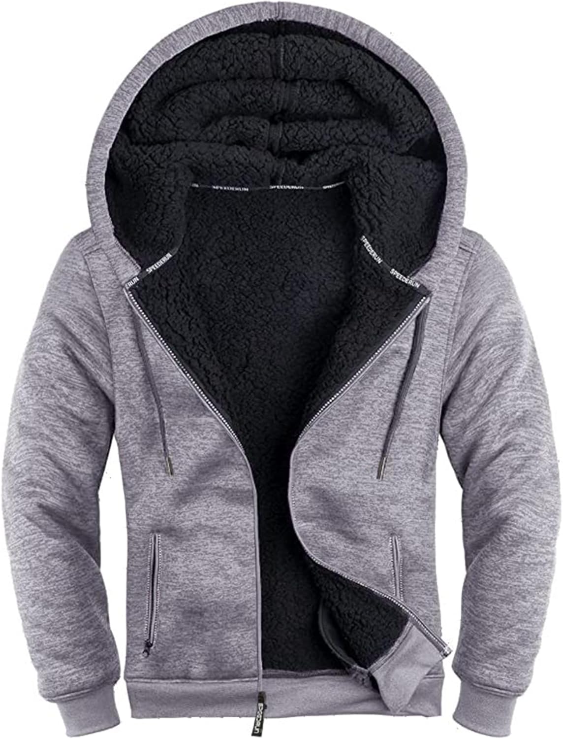 V VALANCH Men Hoodie Zip Up Winter Sherpa Lined Sweatshirt Heavyweight Thick War...