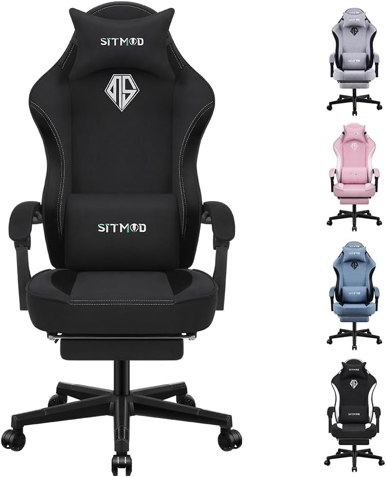 SITMOD Gaming Chair with Footrest-Computer Ergonomic Video Game Chair-Backrest a...