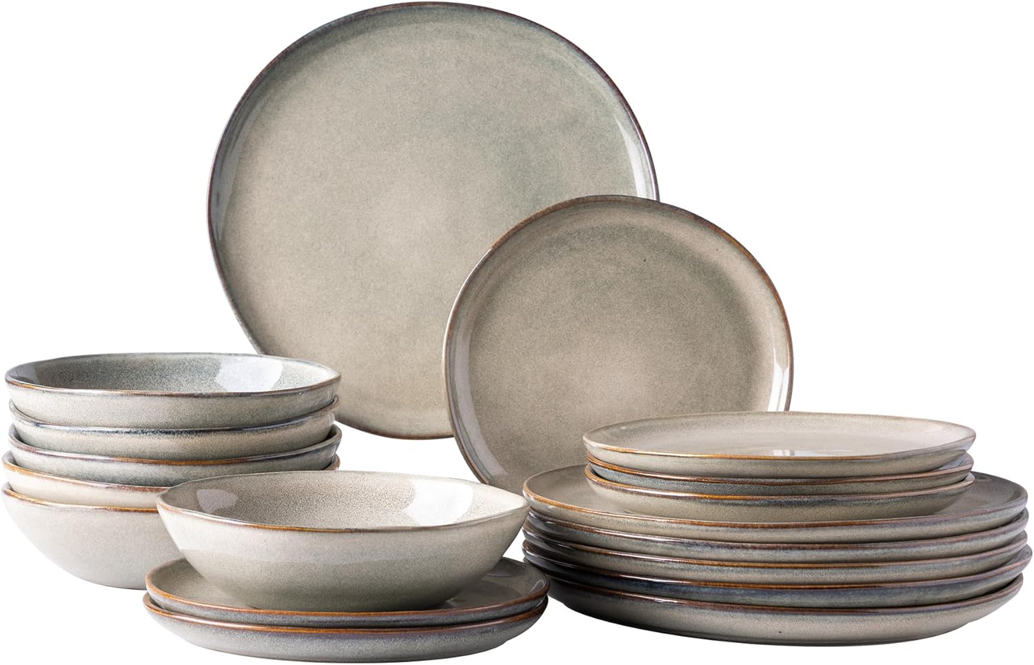 AmorArc Ceramic Dinnerware Sets,Handmade Reactive Glaze Plates and Bowls Set,Hig...