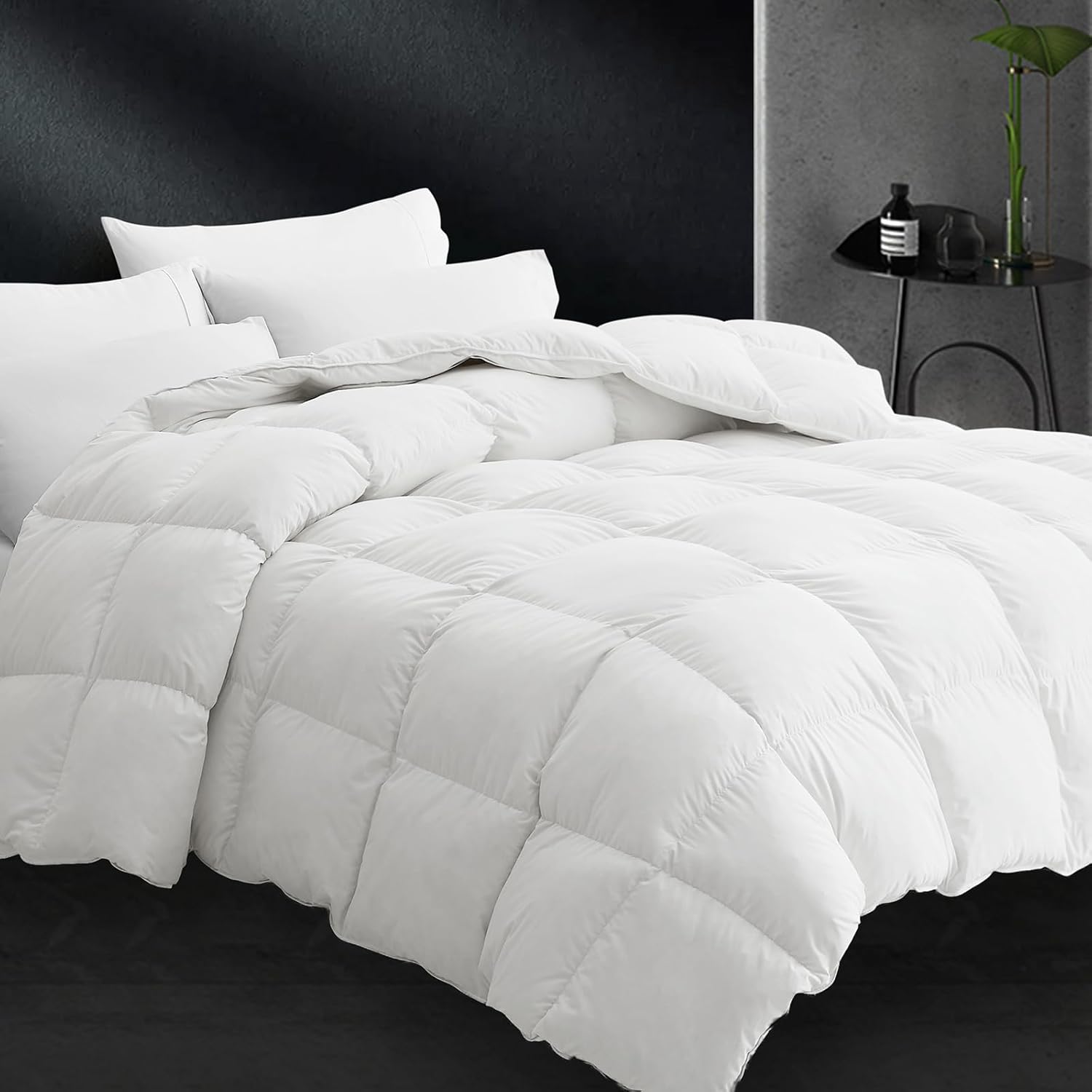 CYMULA Feather Down Comforter Queen Size - All Season White Down Duvet Insert, F...