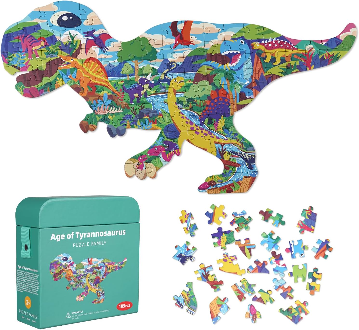 Tyrannosaurus Rex Jigsaw Puzzle for Kids, 105 Pieces Jigsaw Puzzle with Large Pi...