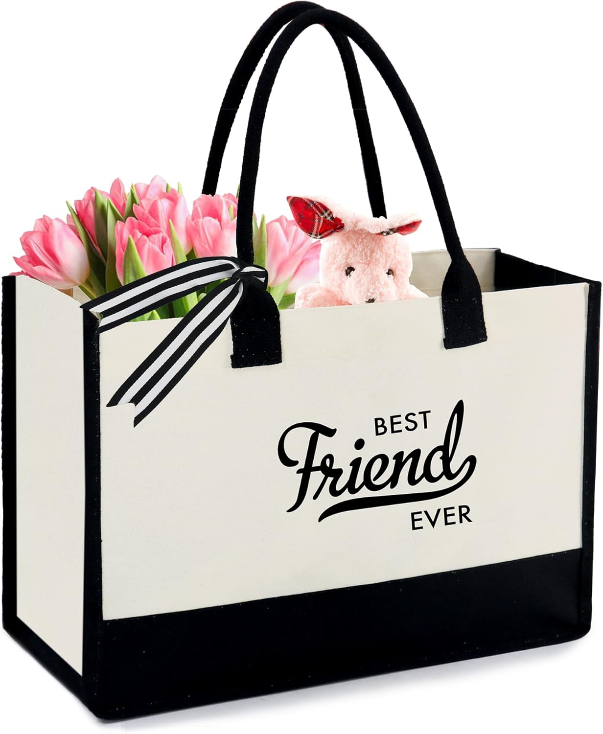 BeeGreen Birthday Gifts Embroidery 13oz Canvas Tote Bag with Pocket & Removable...