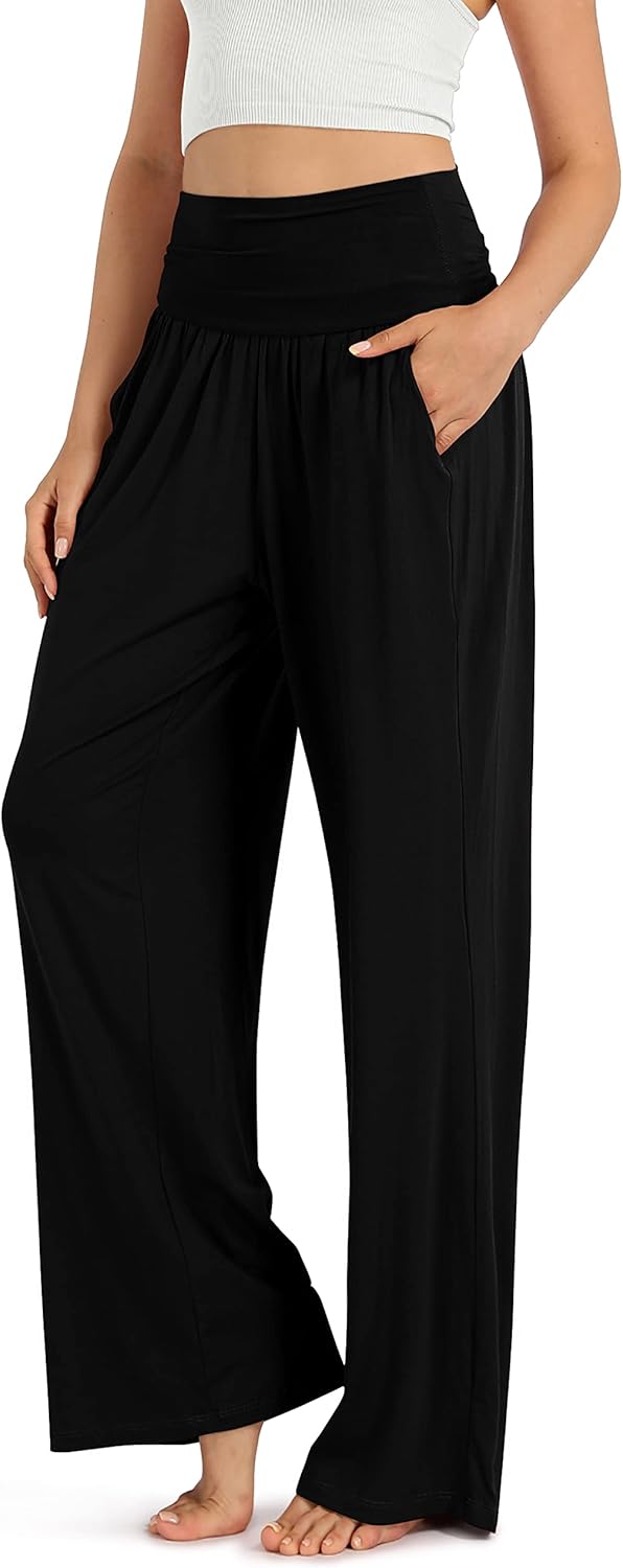 ODODOS Women's Wide Leg Palazzo Lounge Pants with Pockets Light Weight Loose Com...