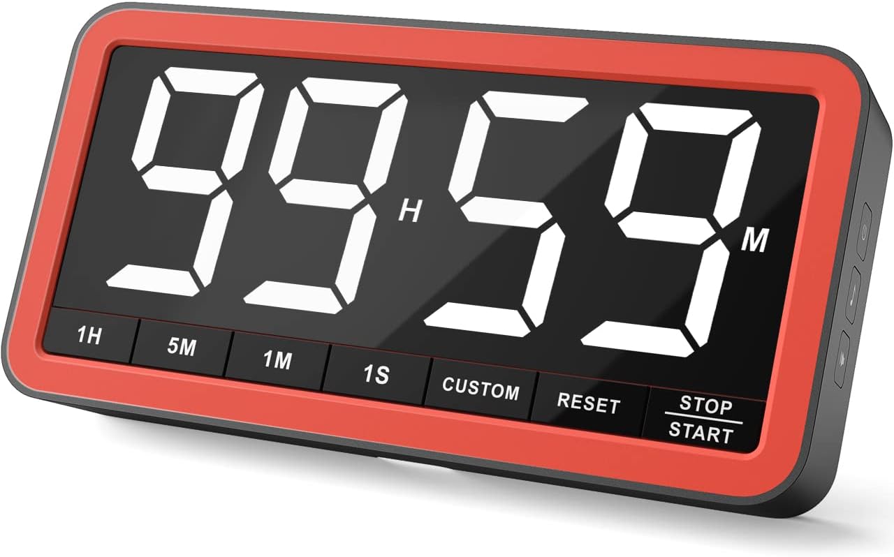 VOCOO Digital Kitchen Timer with 7.8” Extra Large Display, Magnetic LED, with 3...