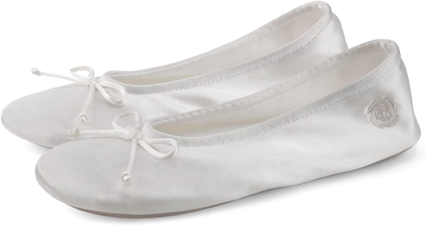 BCTEX COLL Women's Ballerina House Slippers with Bow, Ladies Satin Bedroom Slipp...