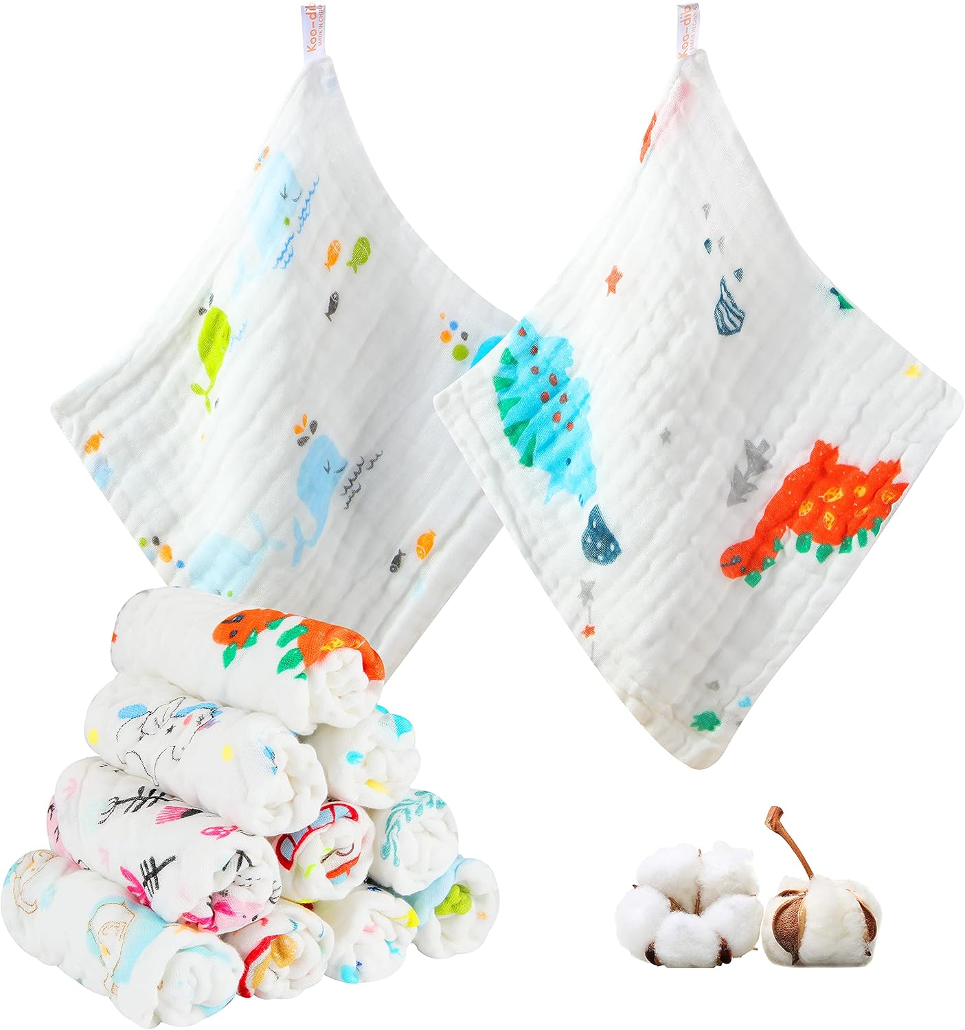 koo-dib Muslin Squares, Special Baby Washcloths and Muslin Burp Cloths for Baby,...