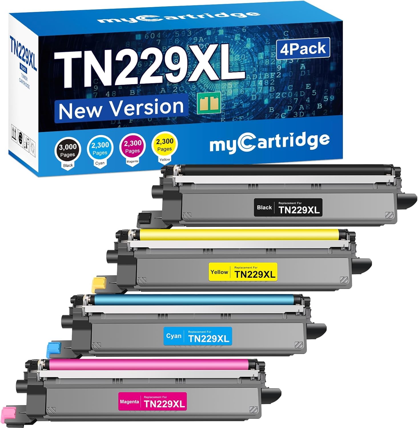 myCartridge TN229XL Toner Cartridges High Yield 4 Pack,with Chip Compatible Repl...