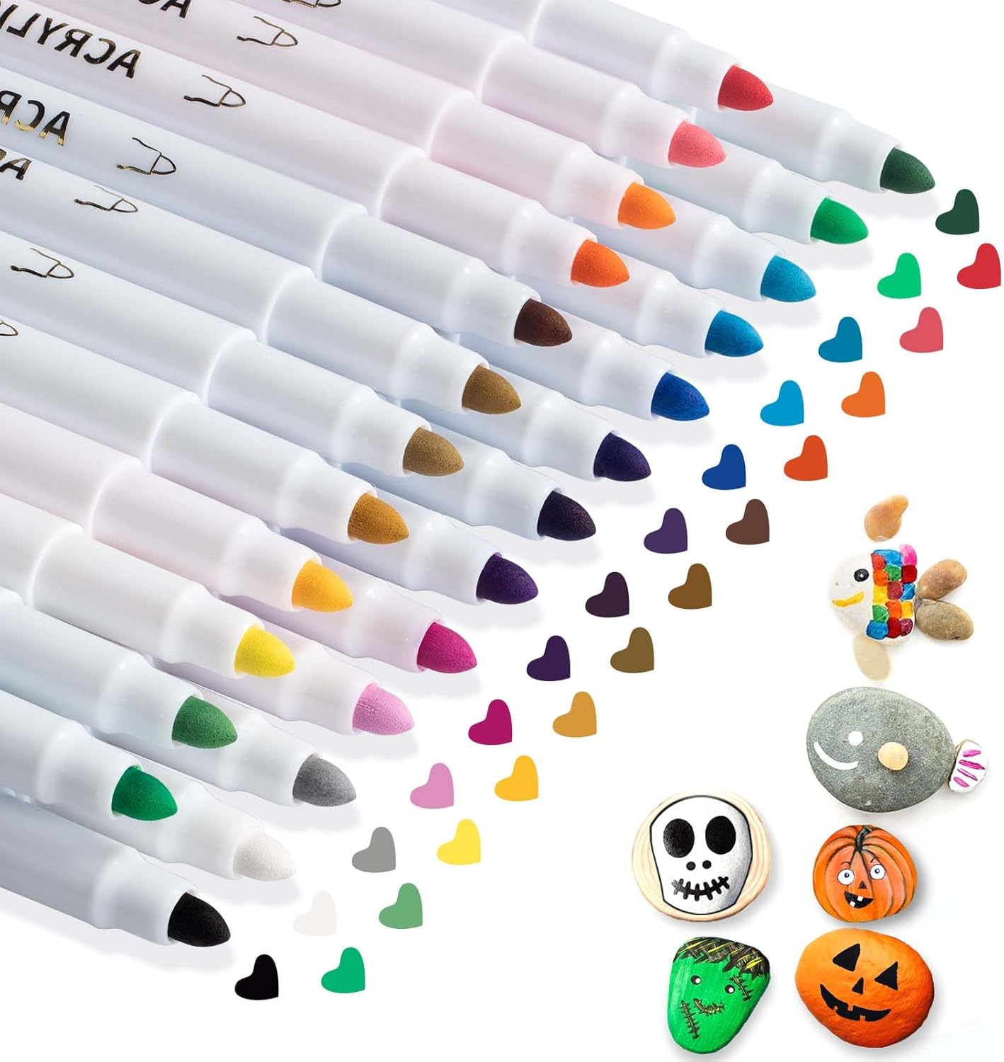 AKARUED 25 Acrylic Paint Pens: Water Based Acrylic Pens for Rock Painting, Pumpk...