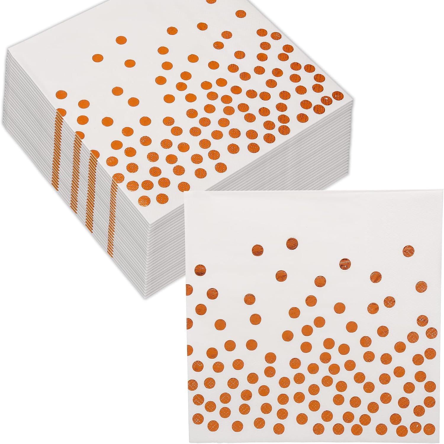 White and Rose Gold Napkins, CEILIWEN 50 Pieces Rose Gold Foil Dots Party Napkin...