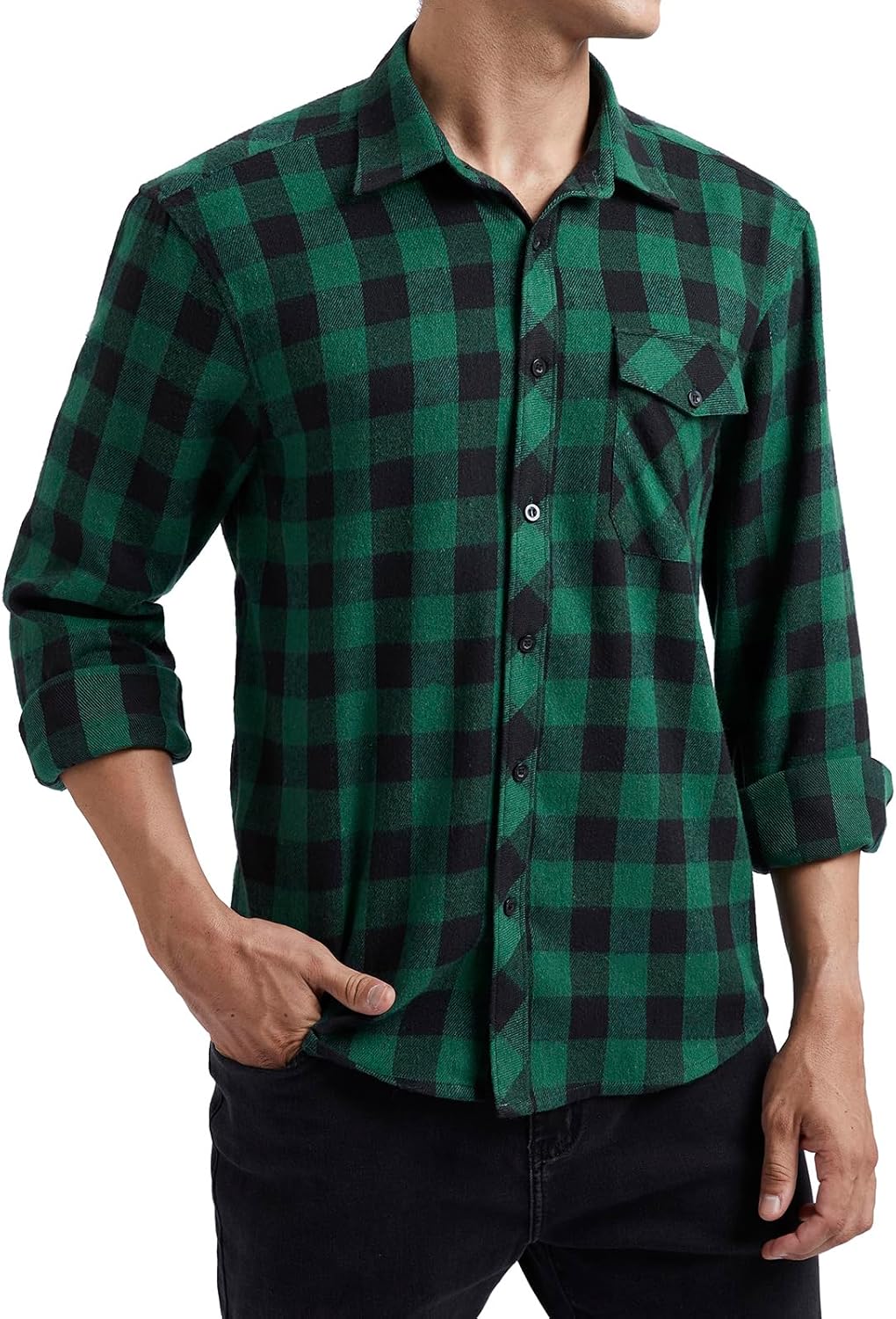 HISDERN Long Sleeve Shirt, Special Men's Casual Plaid Flannel Shirt with Checked...