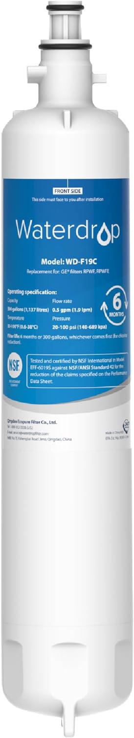 Waterdrop WD-F19C Replacement for GE® RPWFE®, RPWF (Built-in CHIP) Refrigerator...