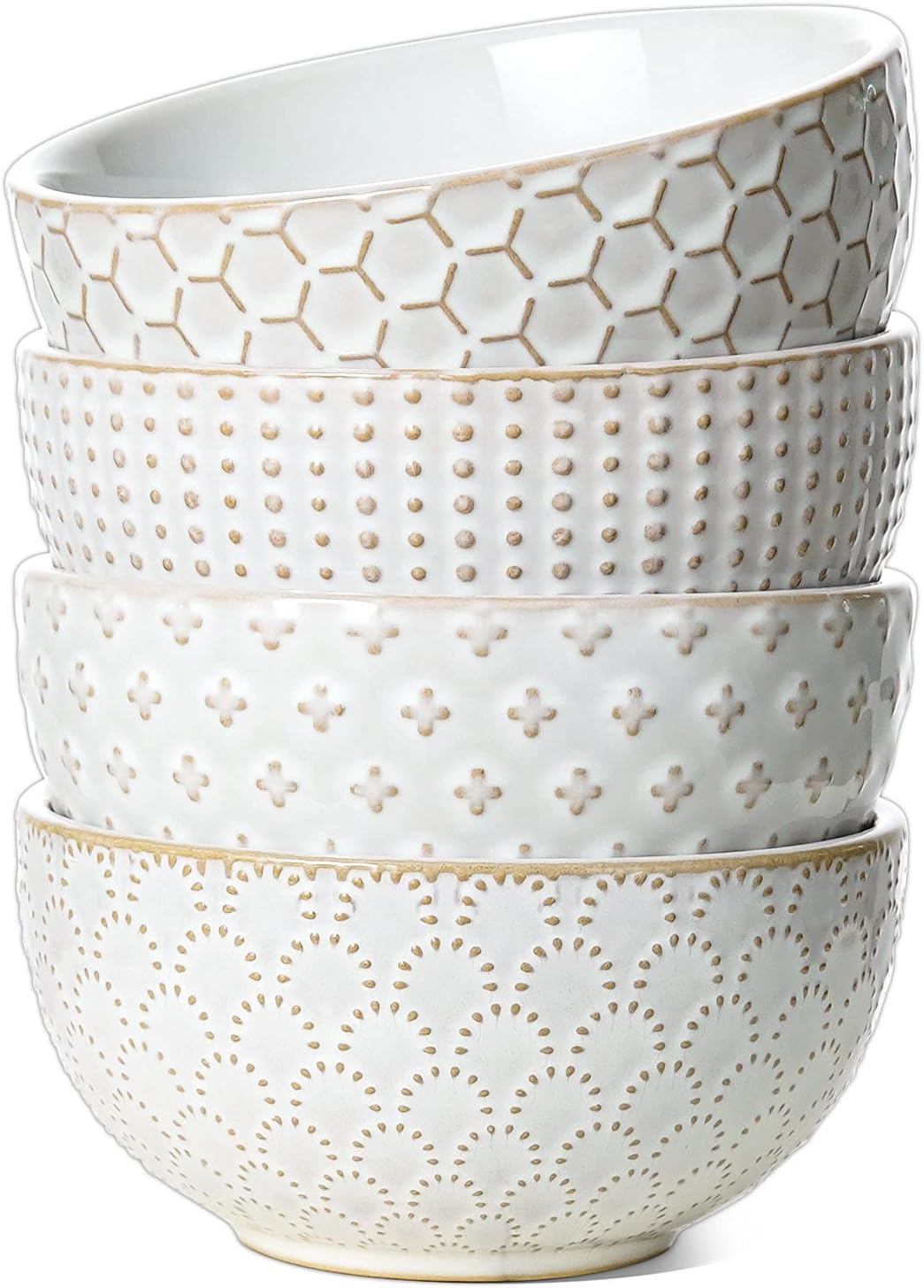 LE TAUCI Cereal bowls 26 OZ, Ceramic Soup Bowl for Kitchen, Embossment Stoneware...