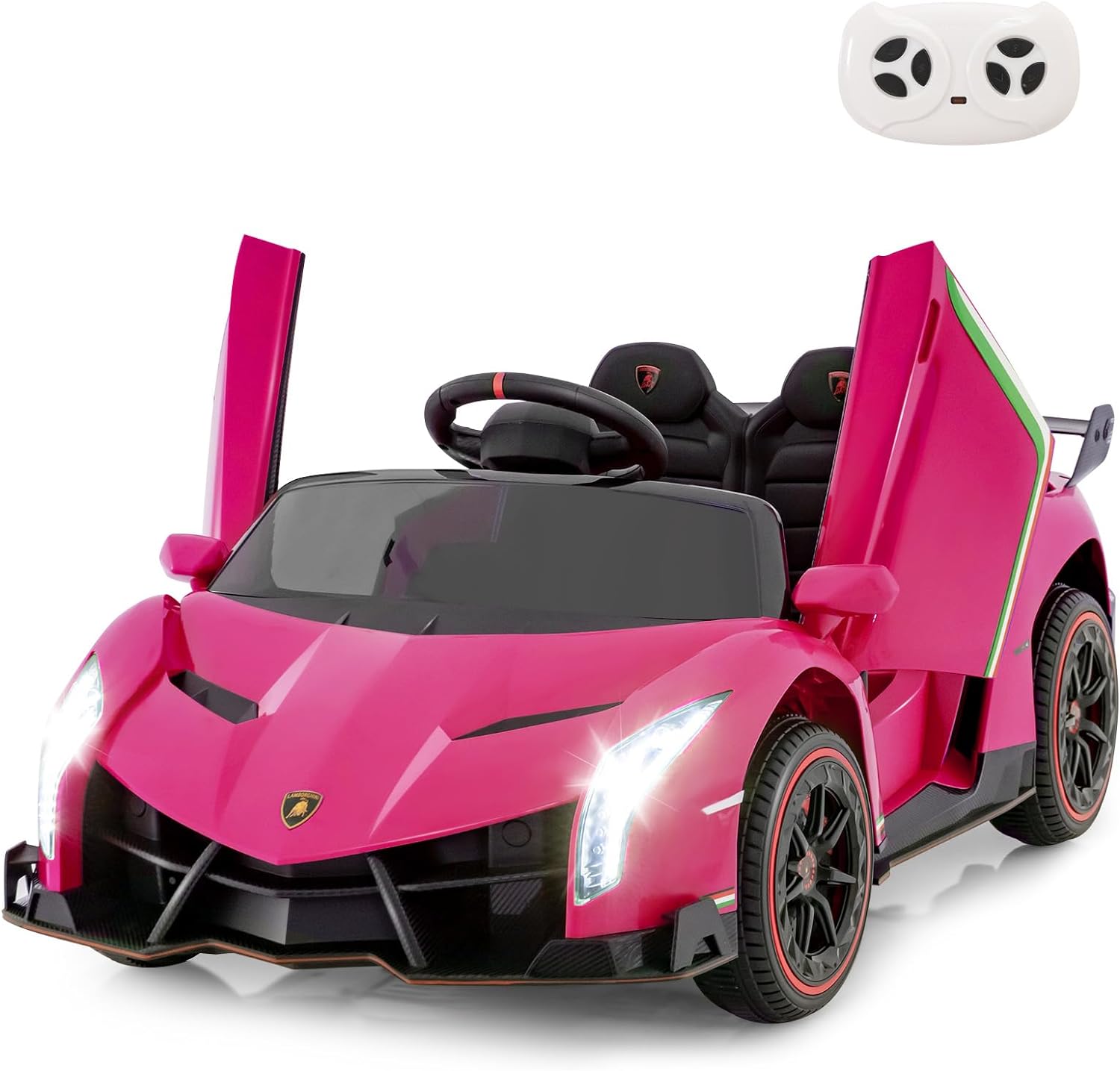 INFANS 2 Seater Kids Ride on Car, 12V 4WD Licensed Lamborghini Veneno Powered El...