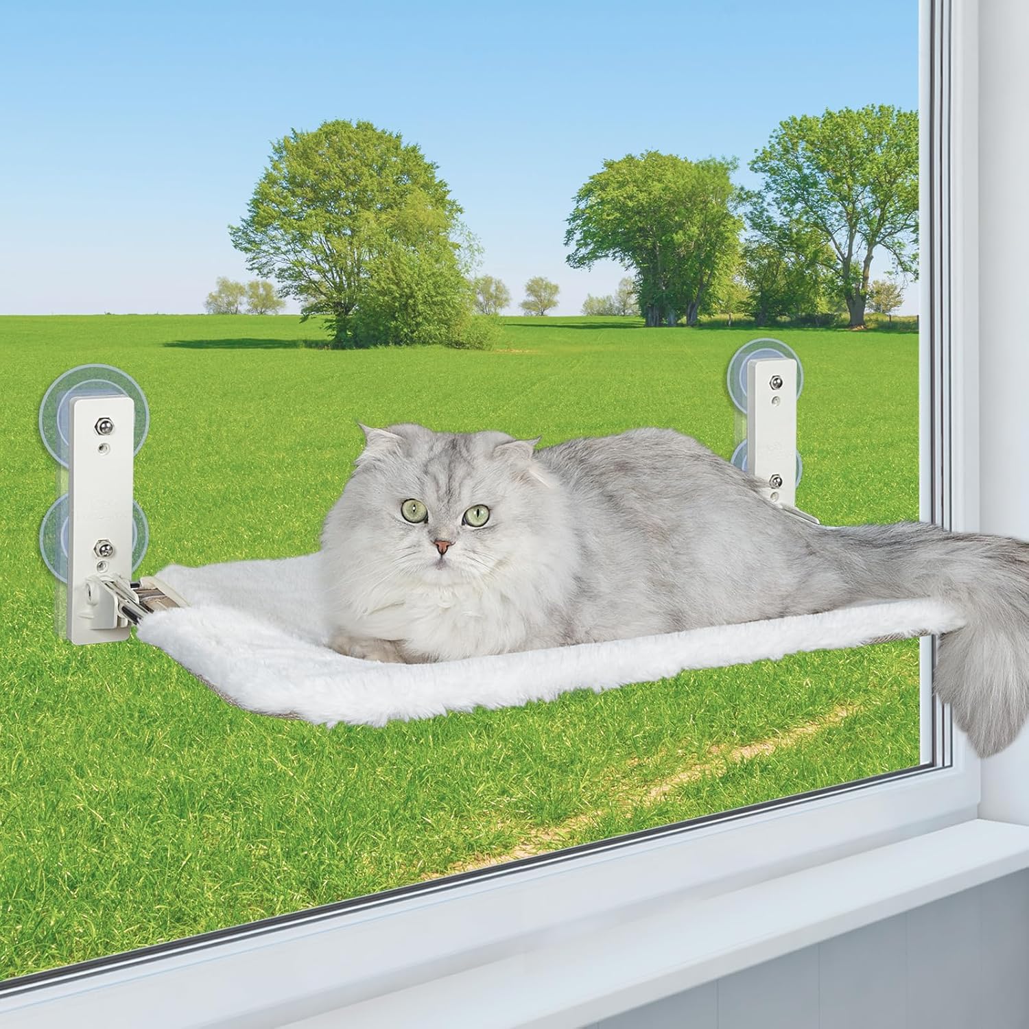 PEFUNY Cordless Folding Cat Window Perch, Cat Hammock for Window and Wall, with...