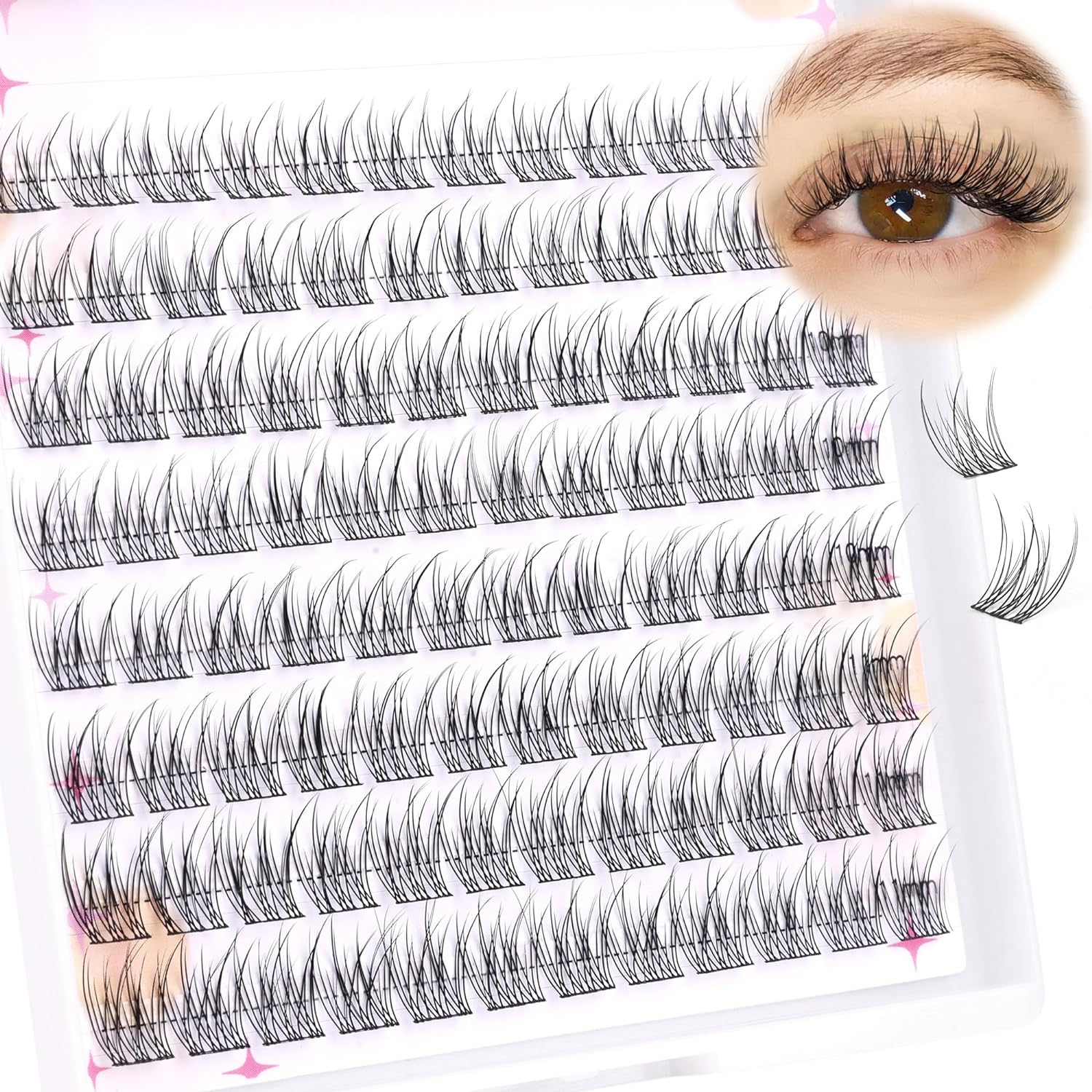 Lash Clusters Wispy Individual Lash Extensions Natural Cluster Lashes 9-11MM 96p...