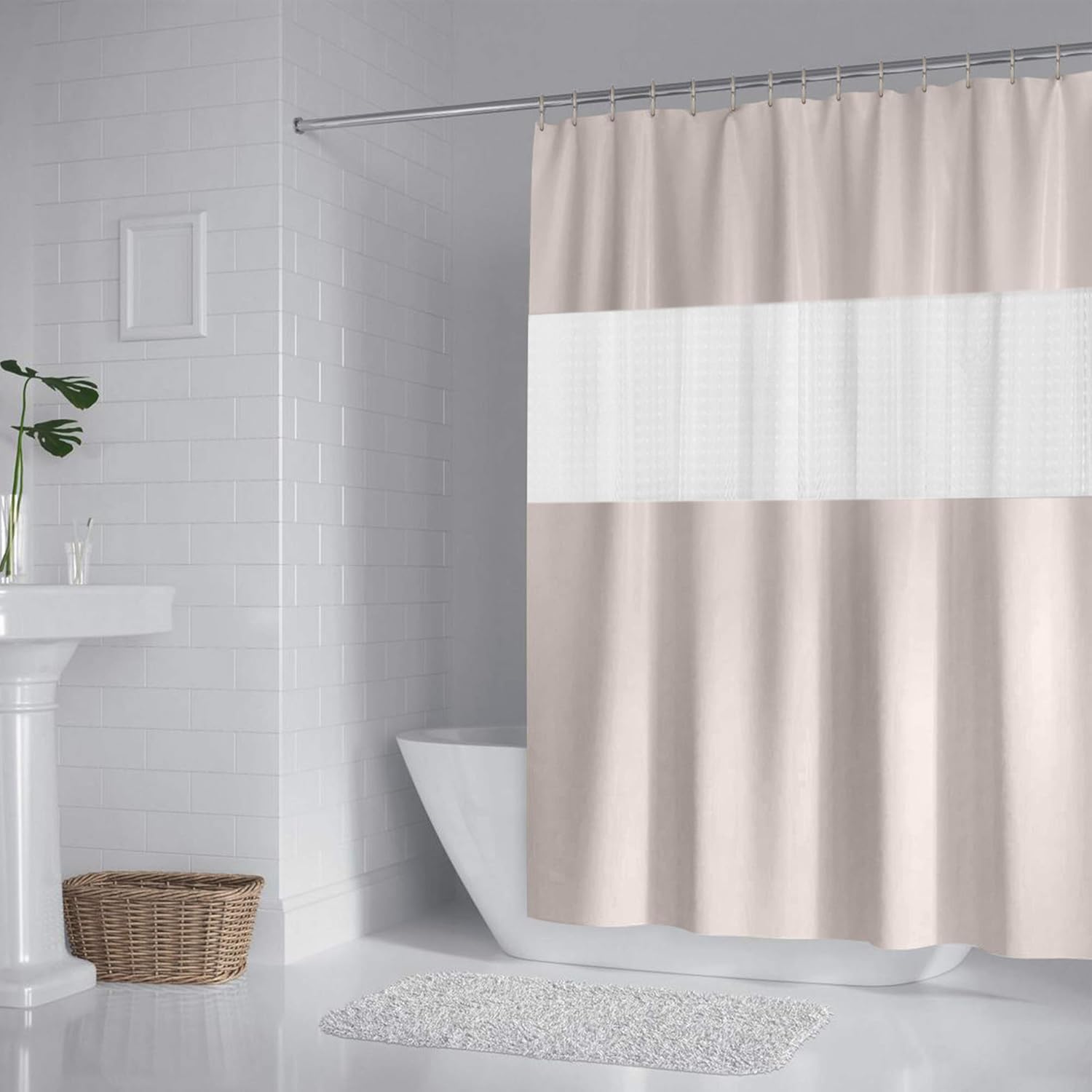 DUFU Shower Curtain for Bath Tub and Shower Stall, Shower Curtains Waterproof Re...