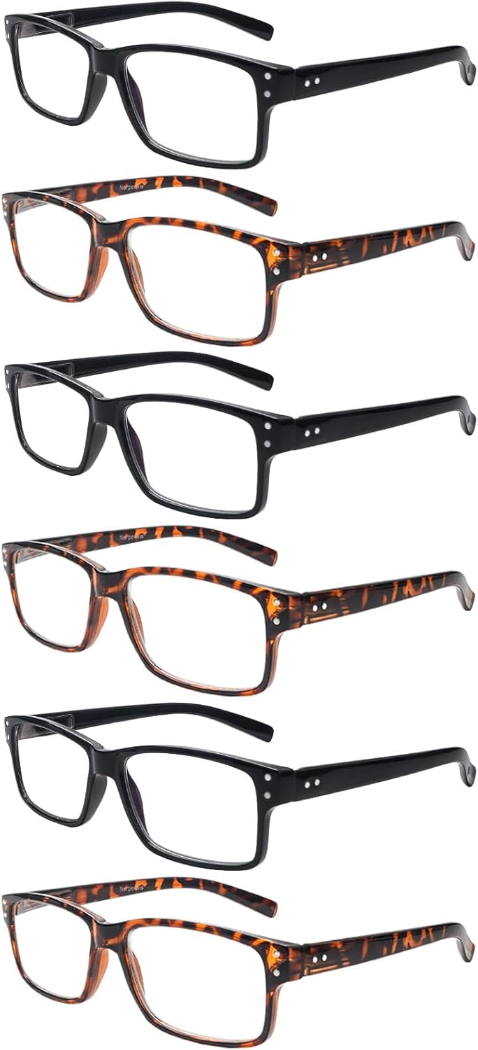 ZONLON 6 Pack Reading Glasses for Men Women Blue Light Blocking Lightweight Blac...