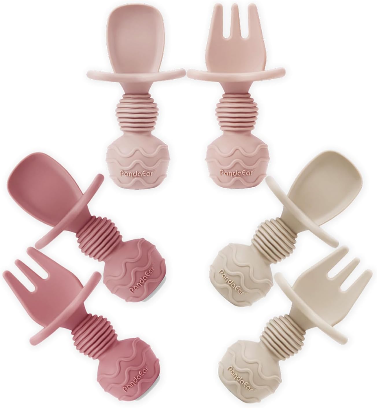 PandaEar 6 Pack Silicone Baby Spoons and Fork Feeding Set- Anti-Choke First Self...