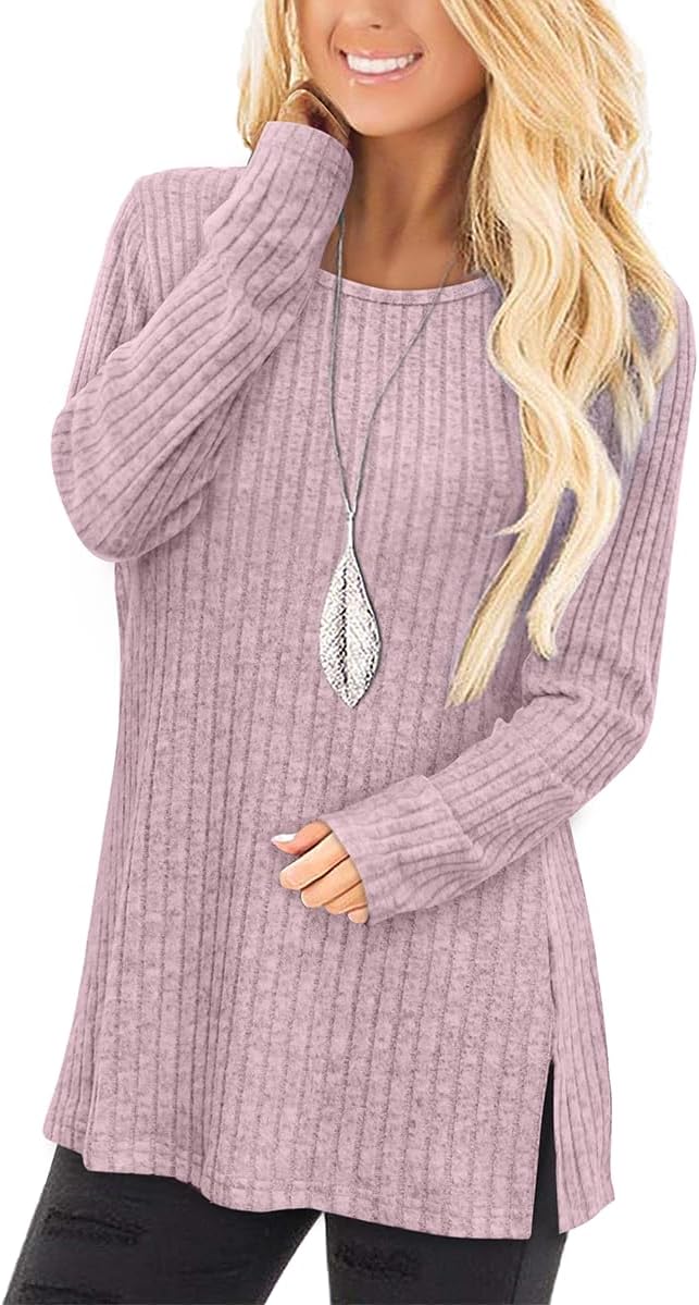 Jescakoo Womans Sweaters Long Sleeve Tunic Tops to Wear with Leggings Grey S K-p...