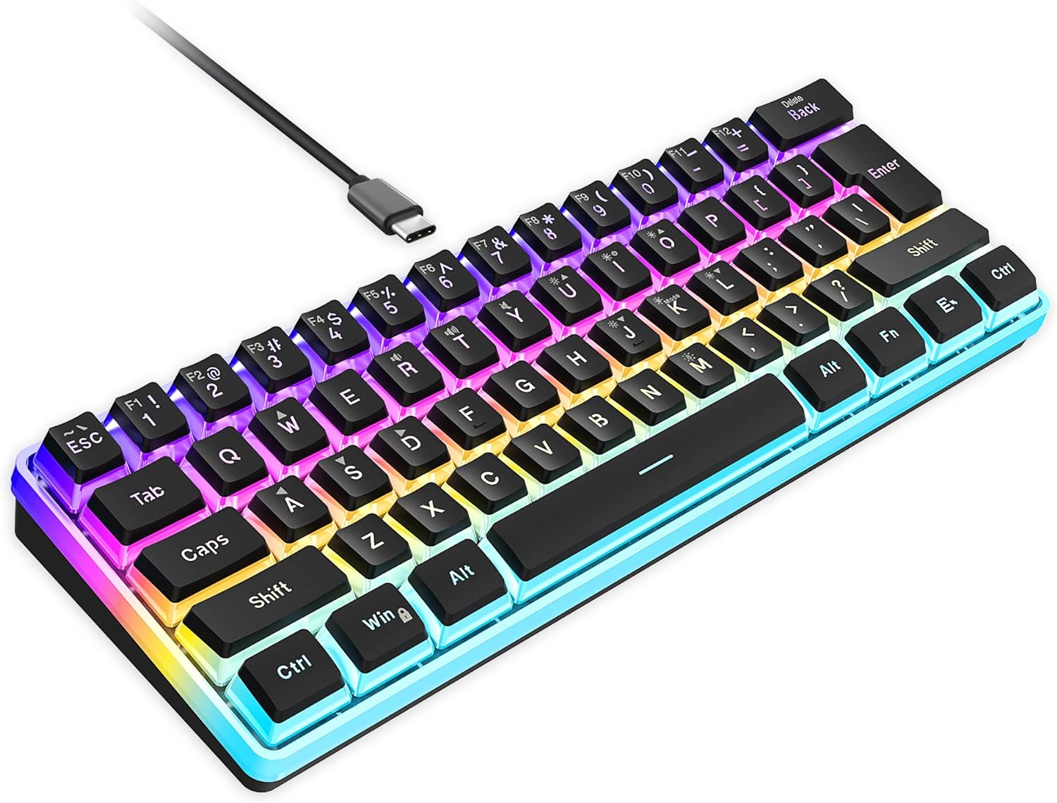 Snpurdiri 60% Wired Gaming Keyboard, Pudding Keycaps with Translucent Layer,RGB...