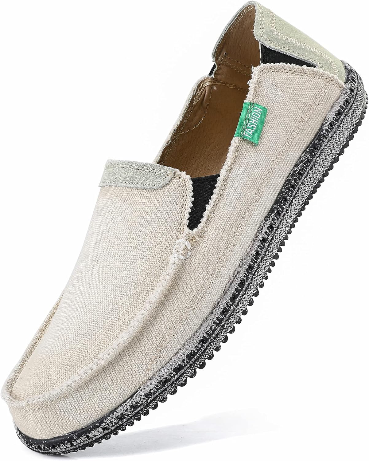 VILOCY Mens Slip on Deck Shoes Zero Drop Casual Canvas Loafer Vintage Flat Boat...