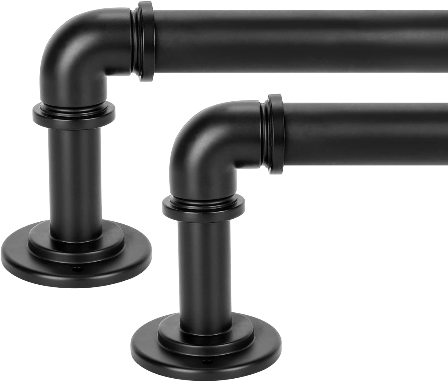OLV 2 Pack Black Industrial Curtain Rods for Windows 48 to 84 Inch(4-7 ft),1'' B...