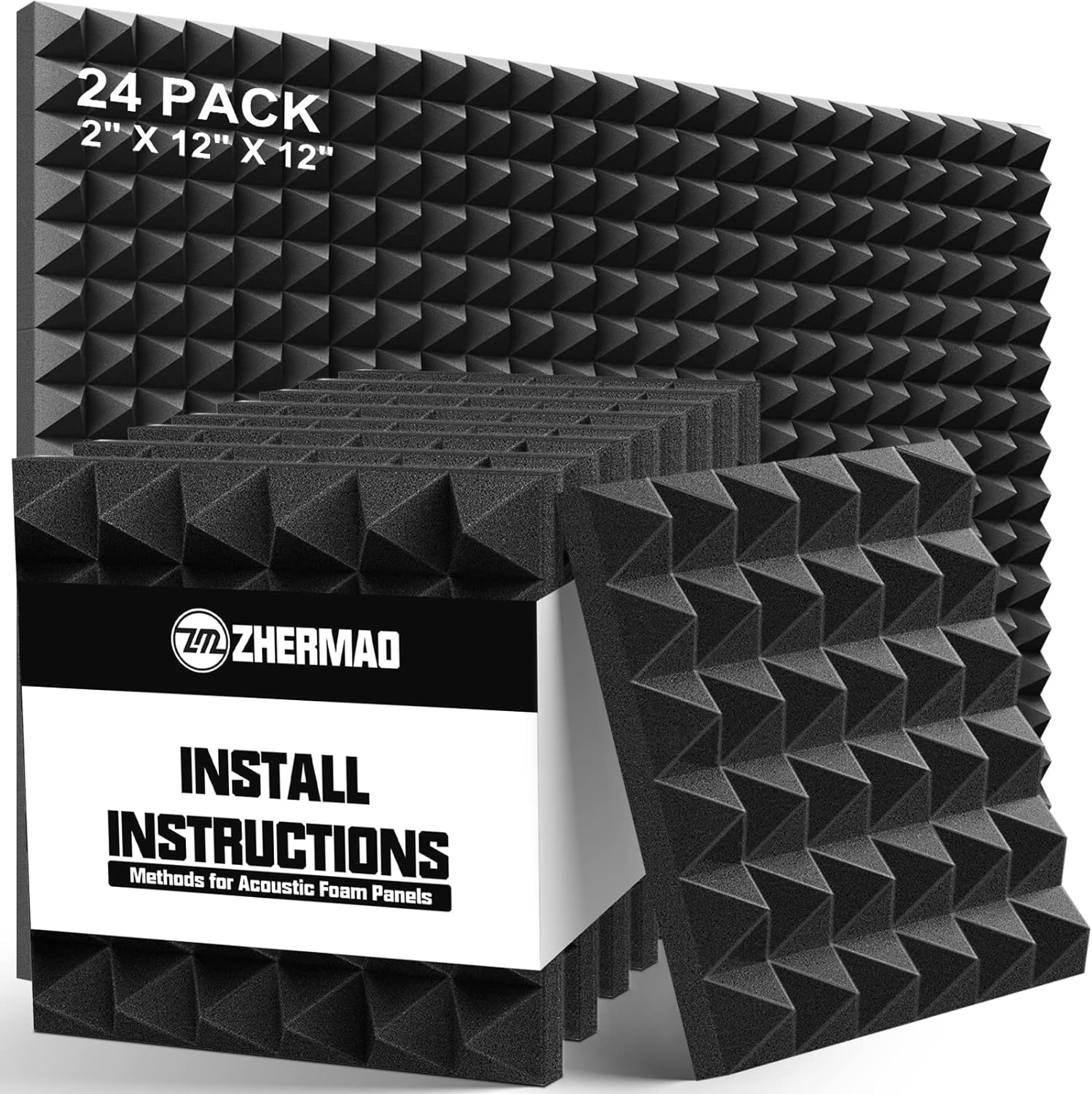 24 Pack Sound Proof Foam Panels for Walls 2 Inches...