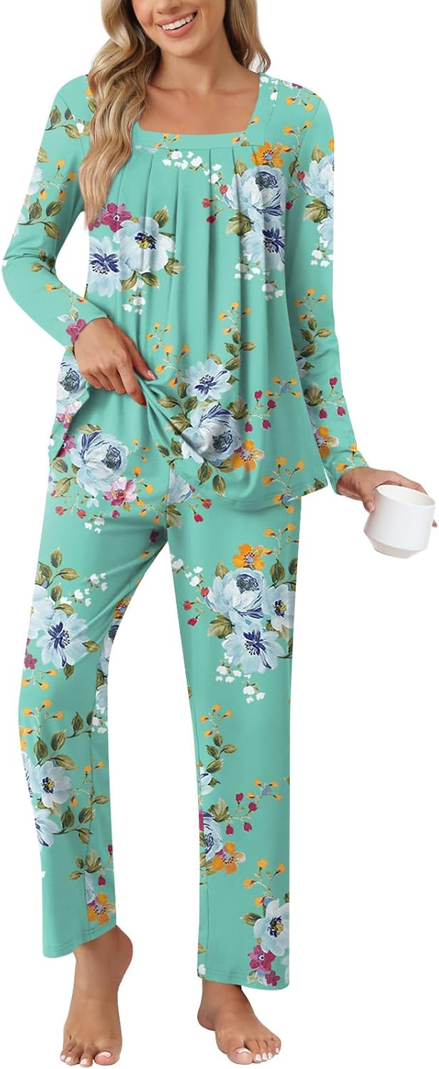 Anyally Women's Fall Pajama Sets, 2-Piece Lounge Sleepwear Ladies Pjs Sets with...
