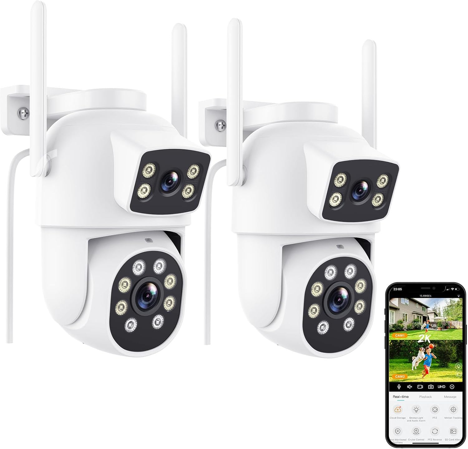 2K 6MP Dual Lens Outdoor Security Camera, 360° PTZ Home Security