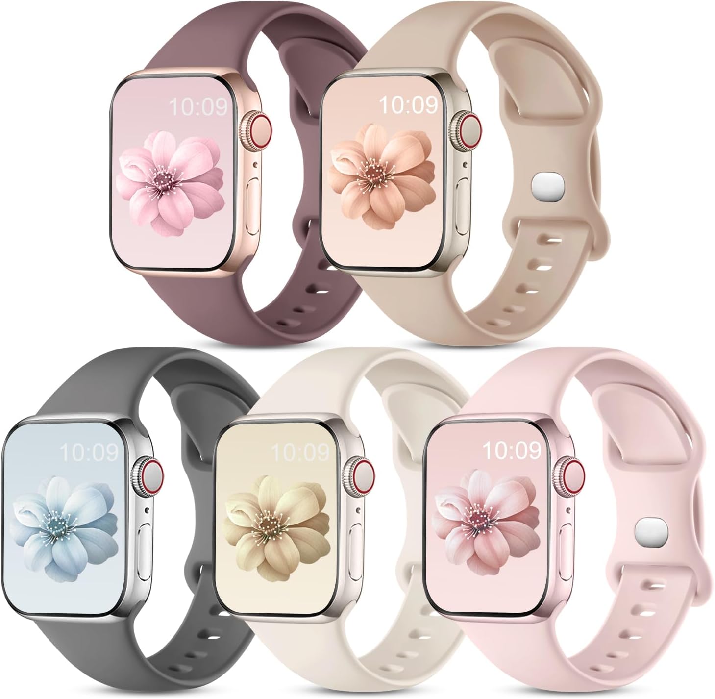 Unique CeMiKa 5 Pack Apple Watch Straps, Special Soft Silicone Sport Strap Compa...