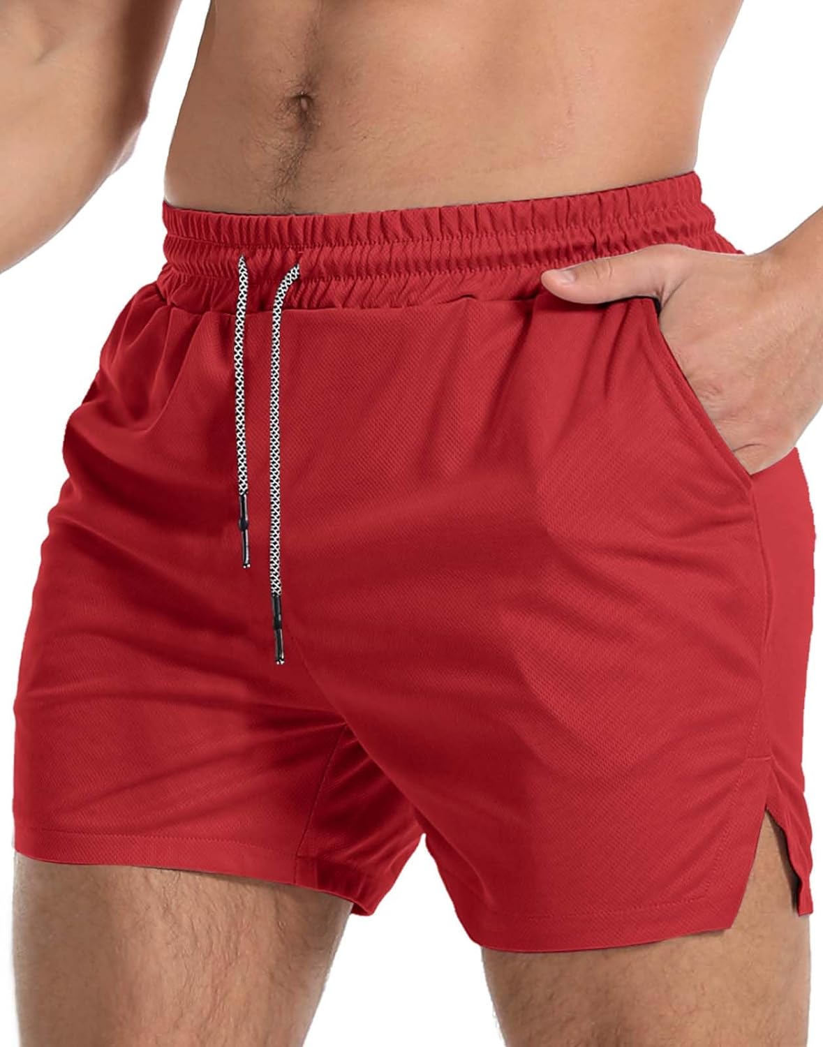 Aolesy Men's Gym Workout Shorts 5" Lightweight Bodybuilding Athletic Shorts Runn...