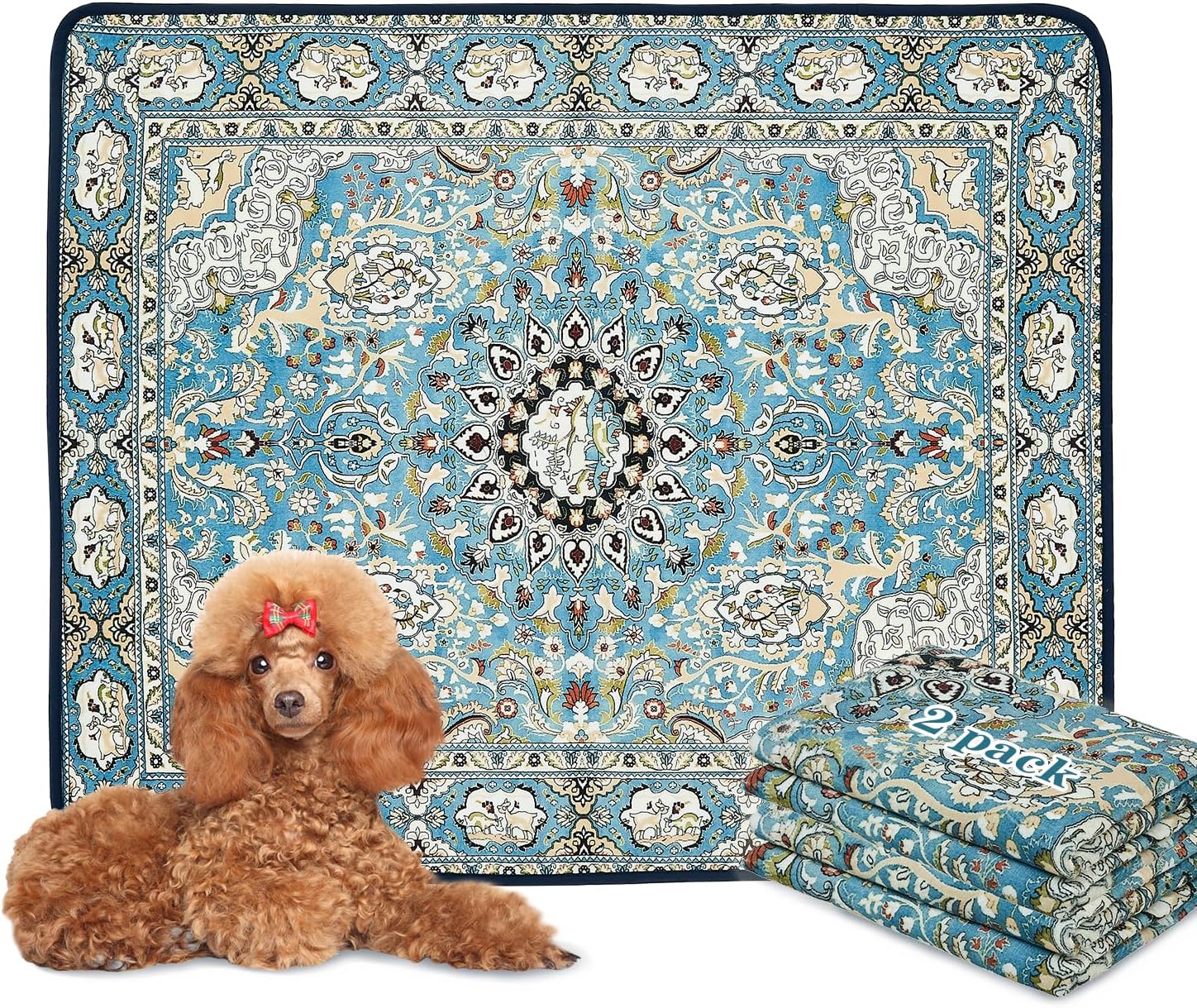 Qeils Washable Pee Pads for Dogs, 2 Pack Reusable Puppy Pads 36"x41" Super Absor...