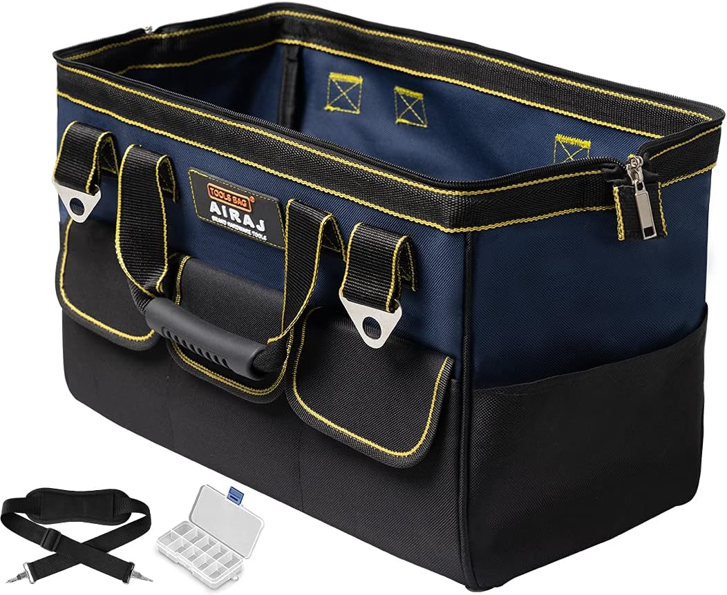 AIRAJ 18-Inch Tools Bag,Wide Open Mouth and Smooth Zip Tool Bags | Adjustable Sh...
