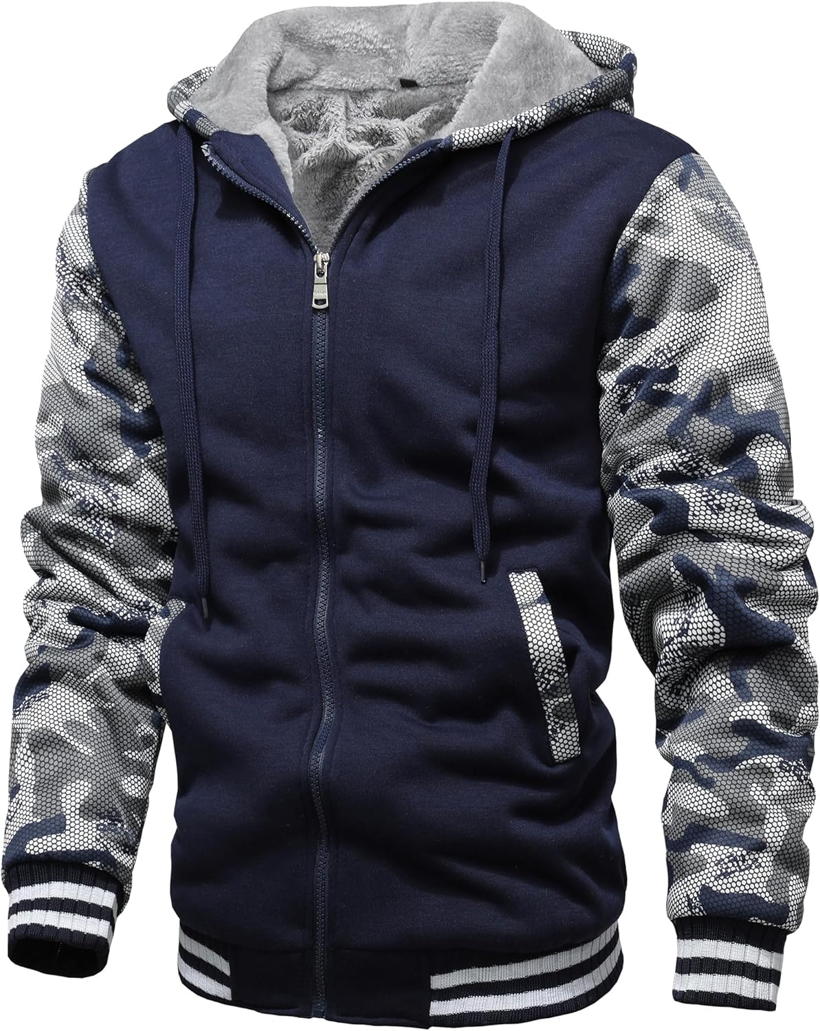 GXAMOY Men's Winter Fleece Hoodies for Men Heavyweight Warm Thick Full Zip Up Sw...