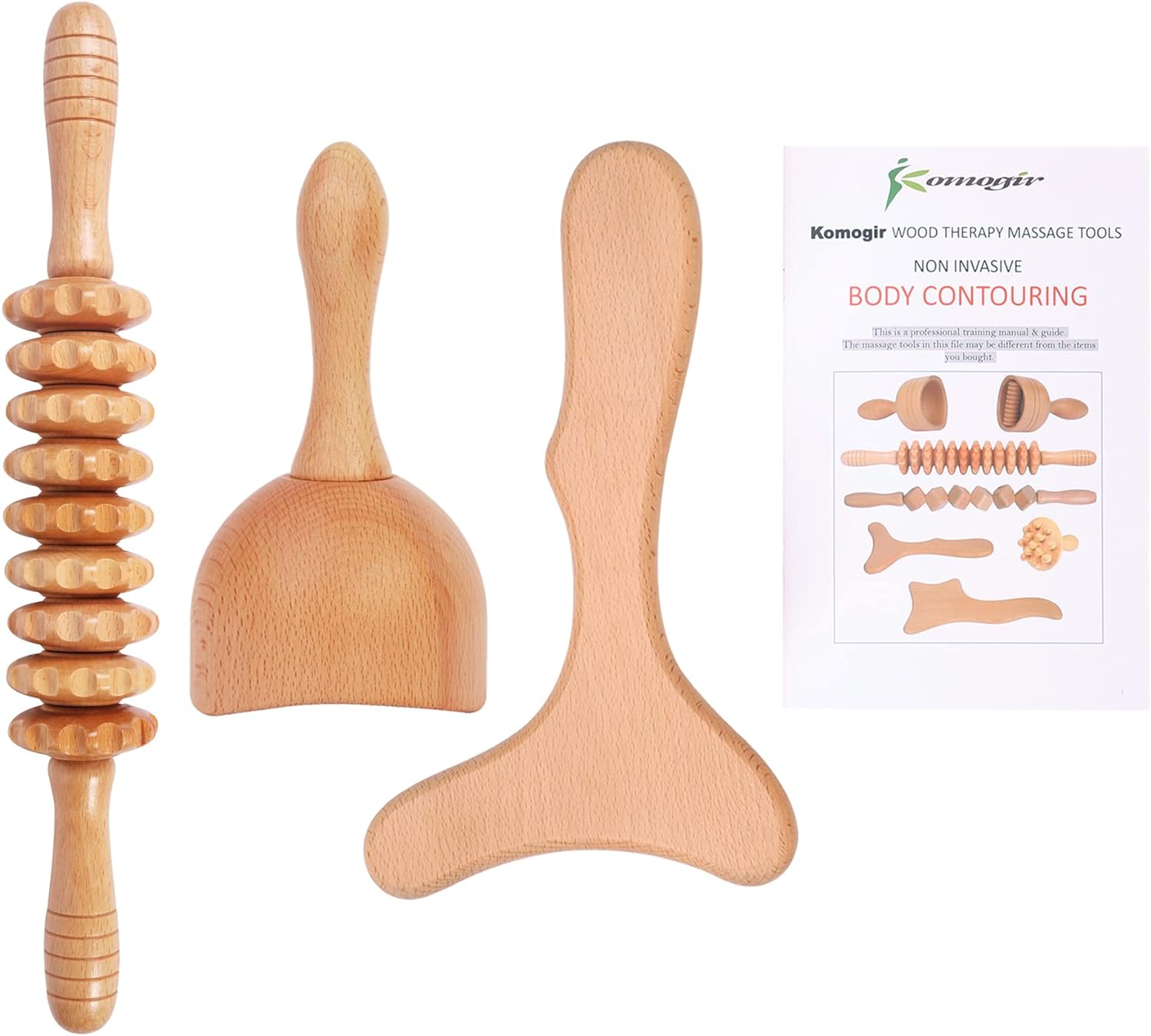 3-in-1 Wood Therapy Massage Tools Lymphatic Drainage Massager Wooden Massager fo...