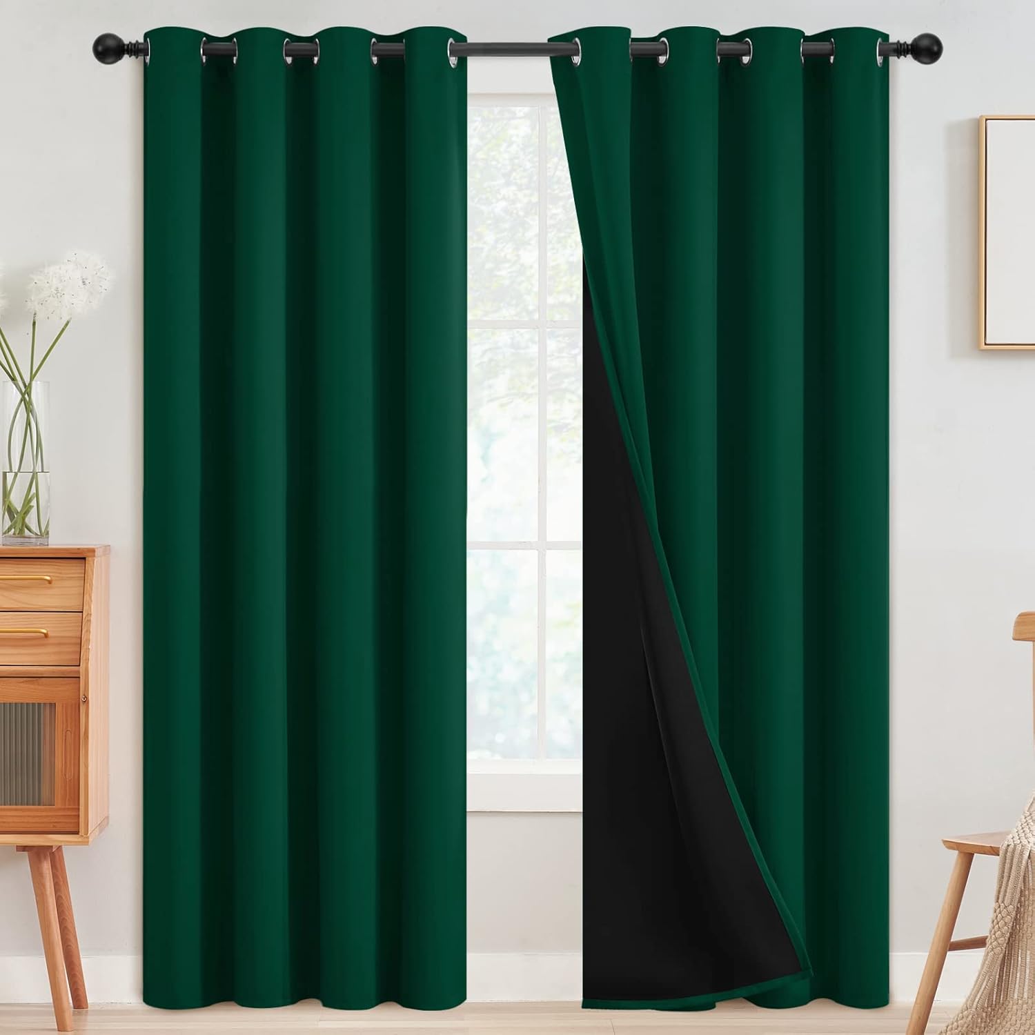 SimpleHome 100% Blackout Curtains for Bedroom,Thermal Insulated Grommet Window D...
