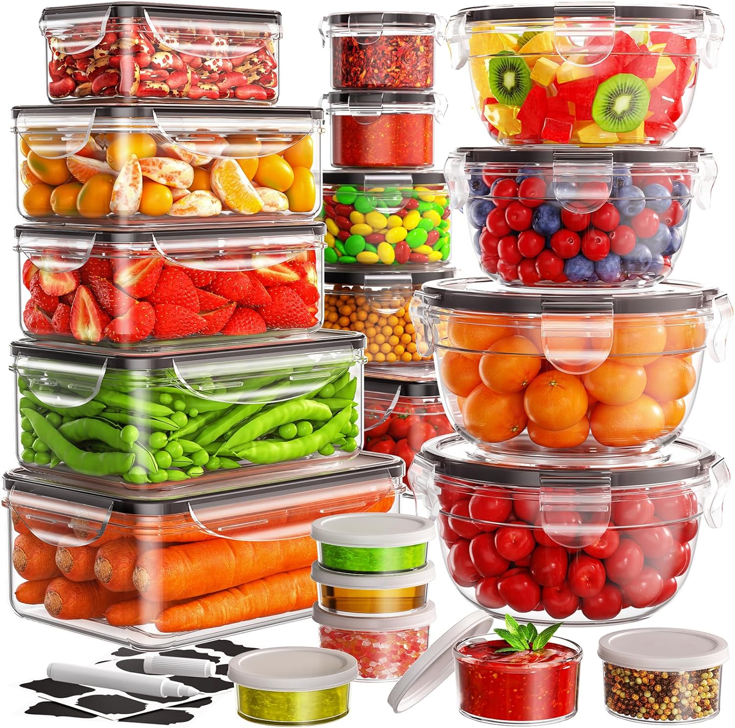 40 PCS Food Storage Containers with Lids Airtight (20 Lids &20 Containers) - Lea...